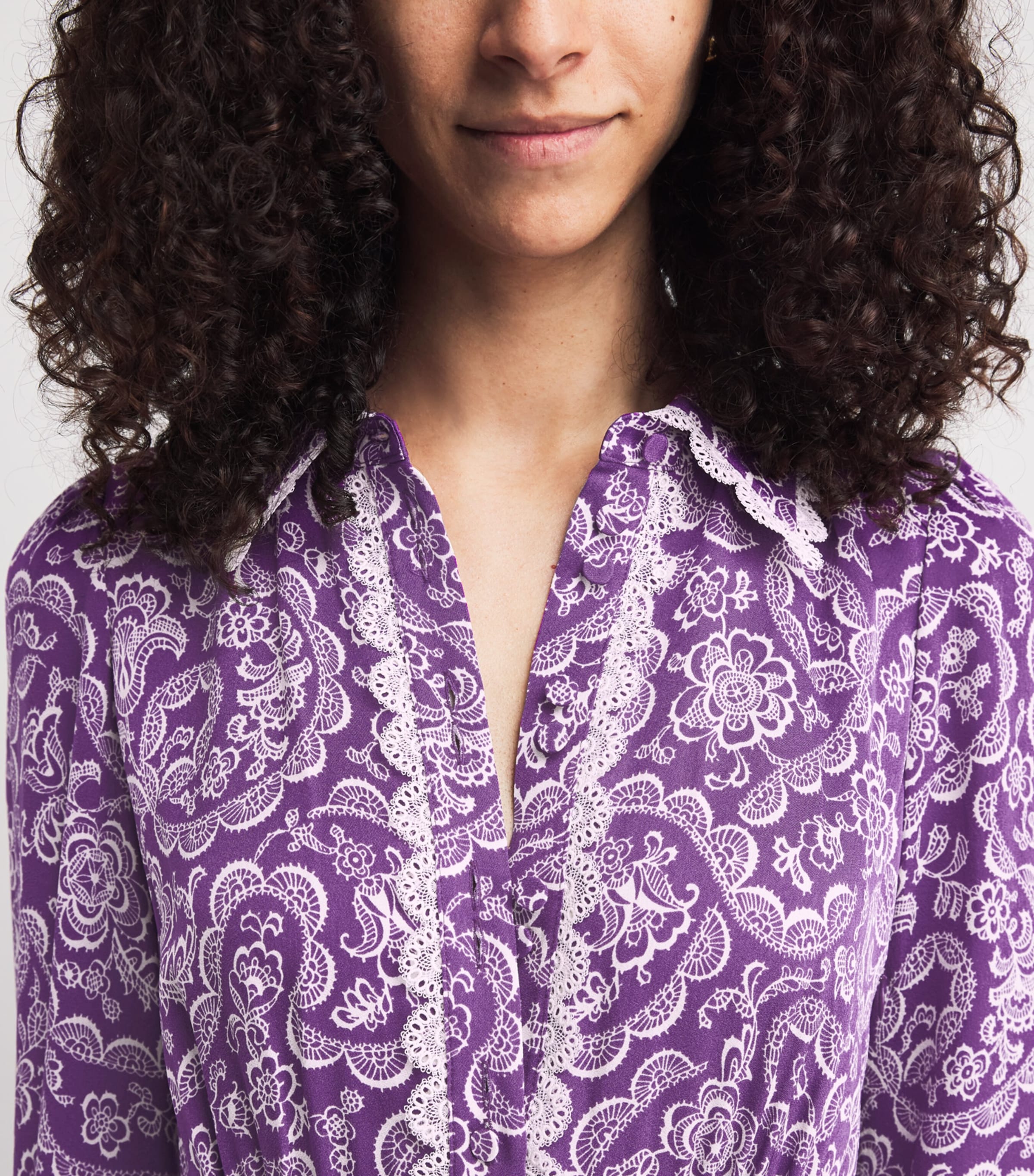 ME+EM Womens Crepe Printed Maxi Dress Purple/green Image 3