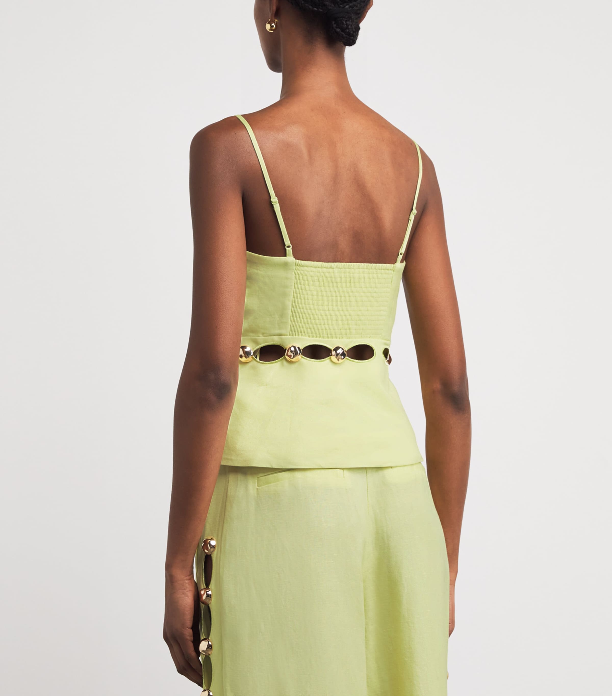 Linen-Blend Studded Cami CELADON Image 4