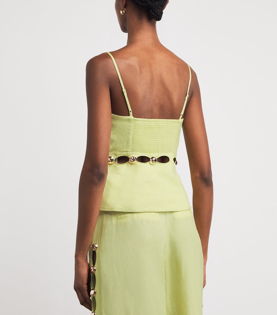 Linen-Blend Studded Cami CELADON Image 4
