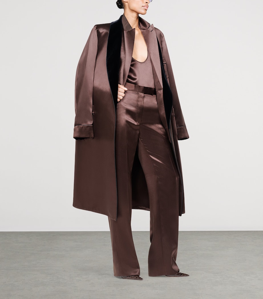TOM FORD Womens Silk Satin Double-Breasted Blazer Ear Image 2