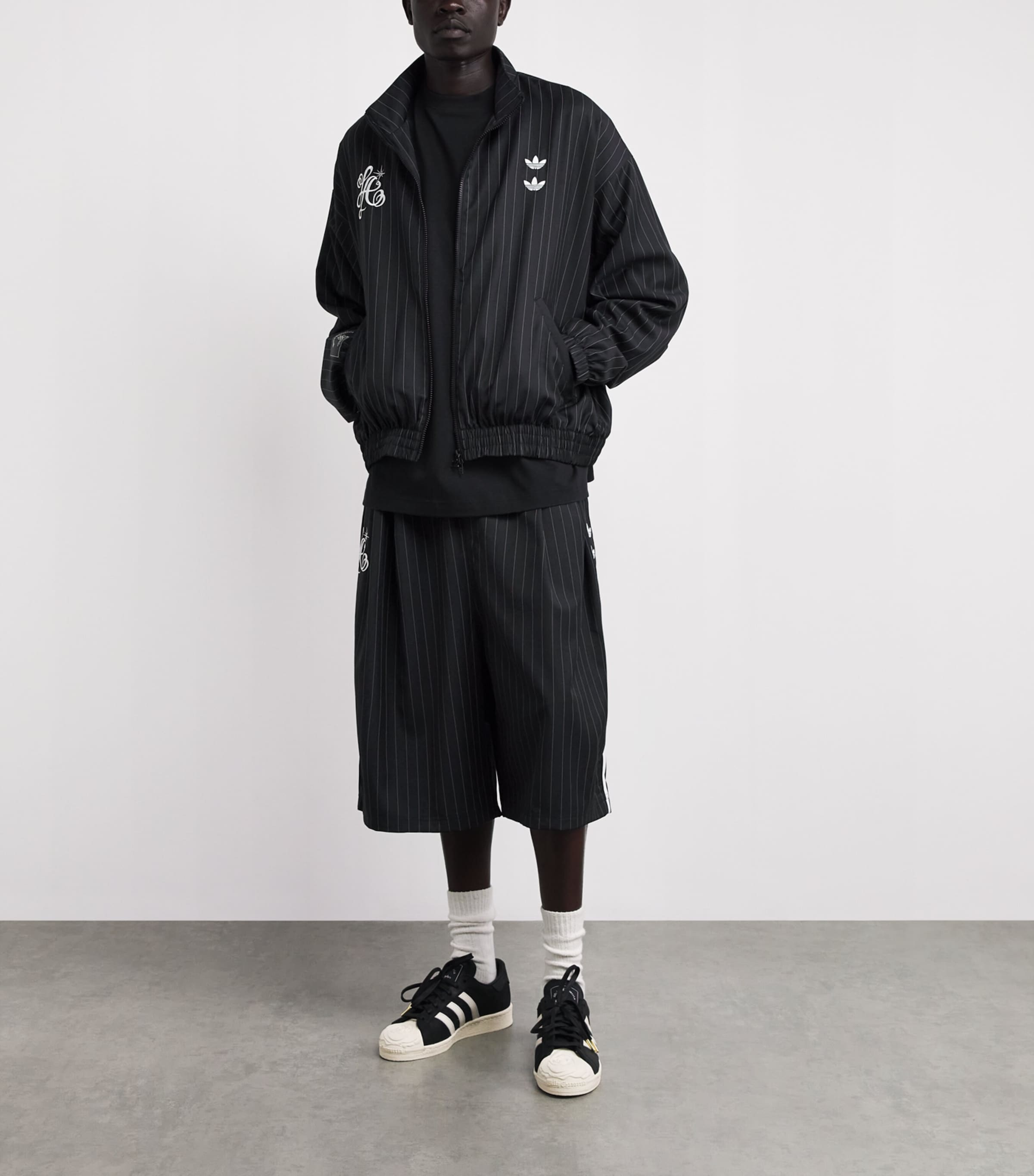 Willy Chavarria Mens x adidas Originals Pinstripe Track Jacket Black/white Image 2
