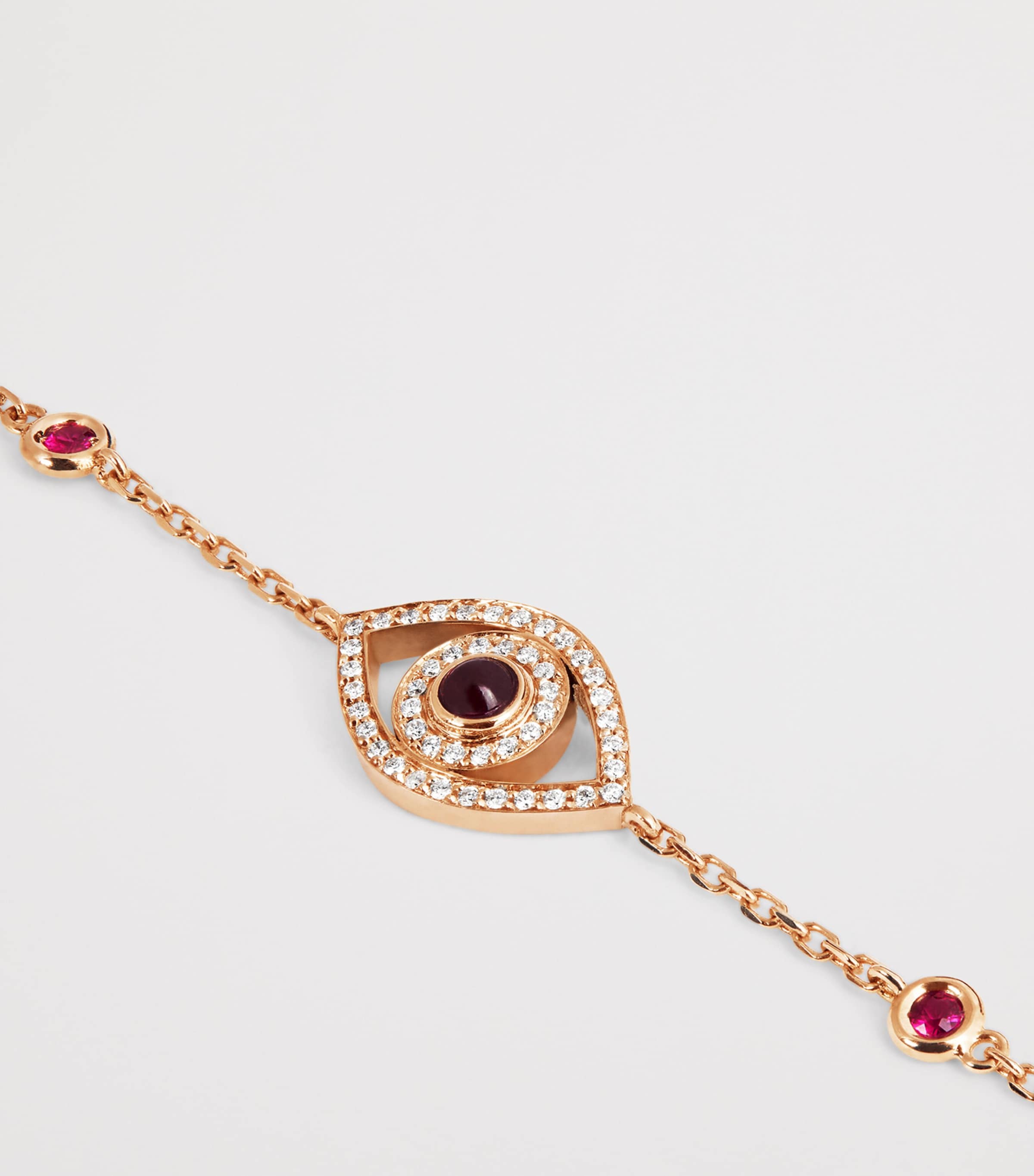 Rose Gold, Diamond and Ruby Mini Evil Eye Bracelet ROSE GOLD Image 3