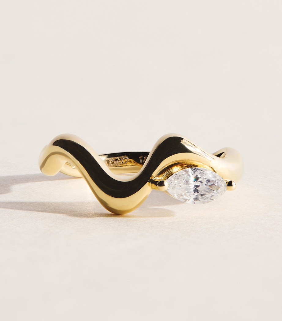 SHAY Yellow Gold and Diamond Marquise Wave Ring Yellow Gold Image 1