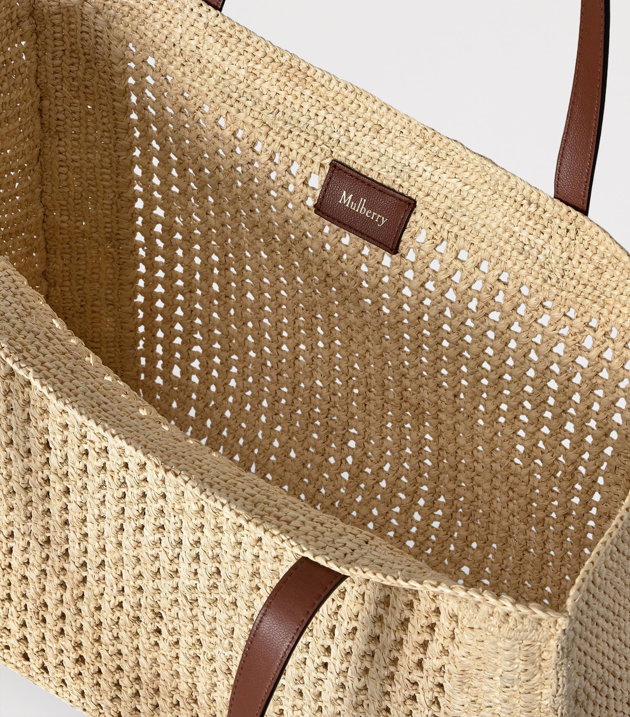 Mulberry Raffia Crochet Tote Bag Natural Image 5