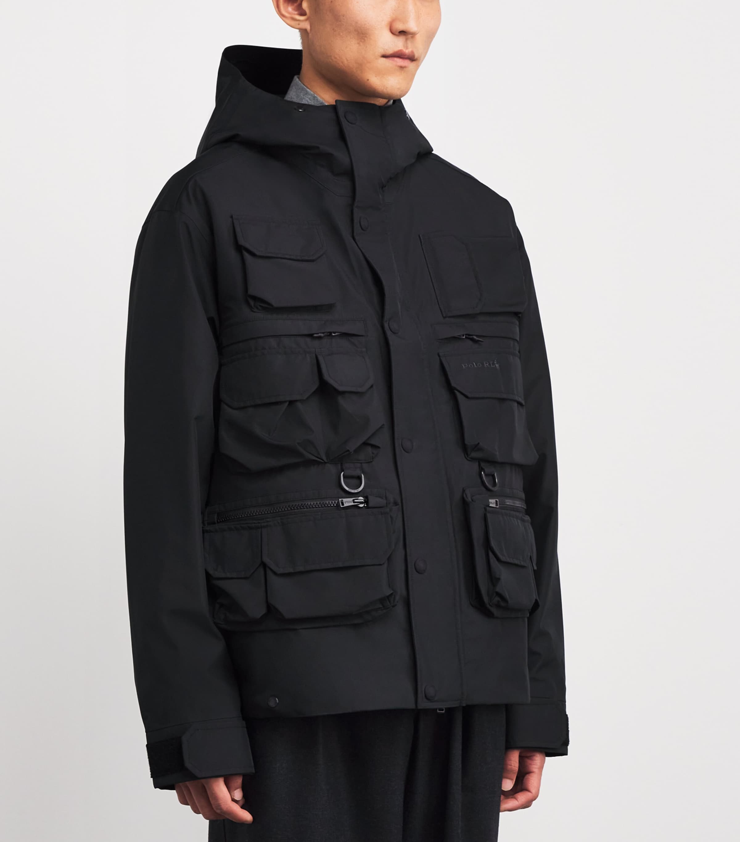 Polo Ralph Lauren Mens Water-Repellent Hooded Jacket Black Image 3
