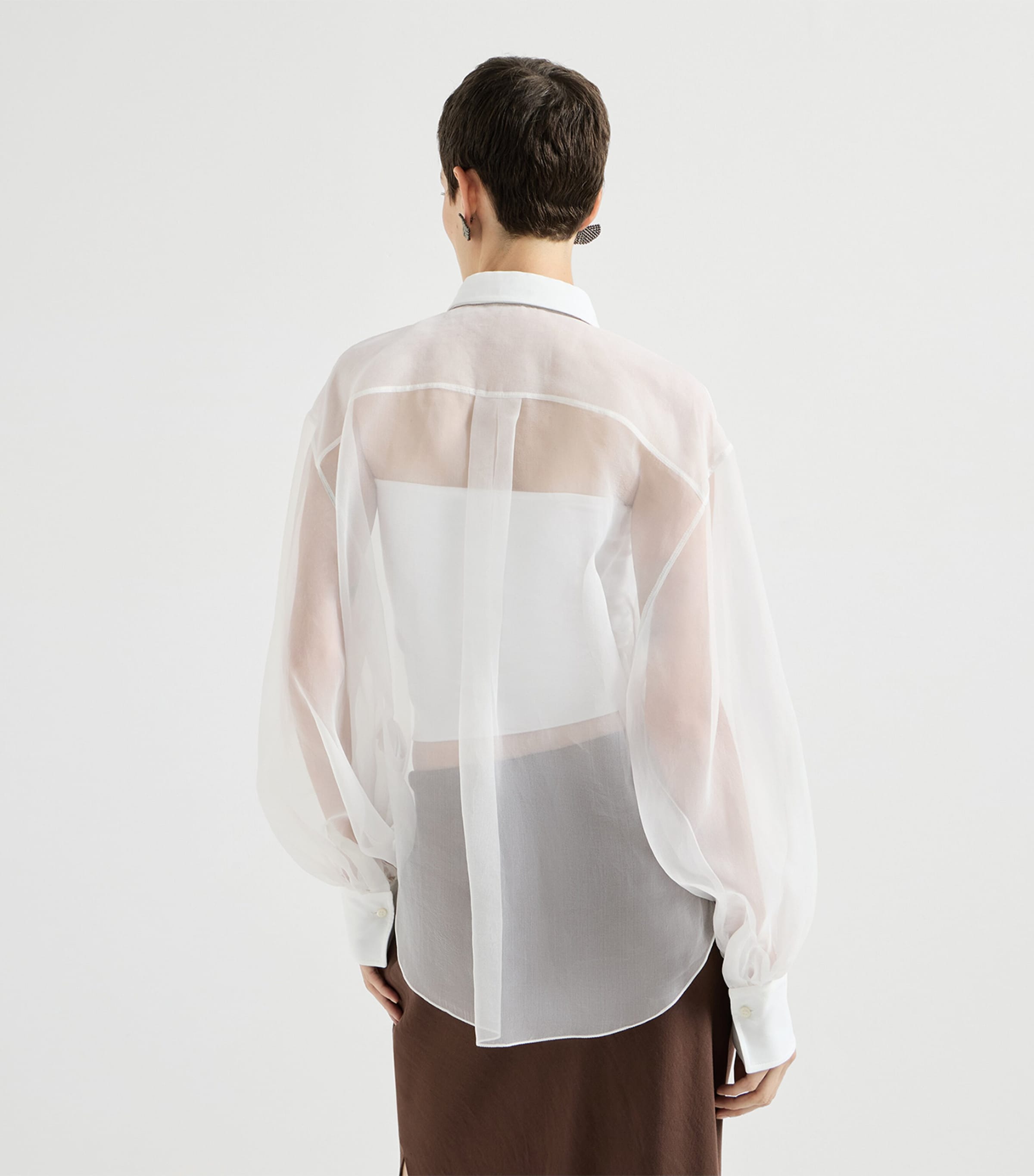Brunello Cucinelli Womens Silk Shirt White Image 4