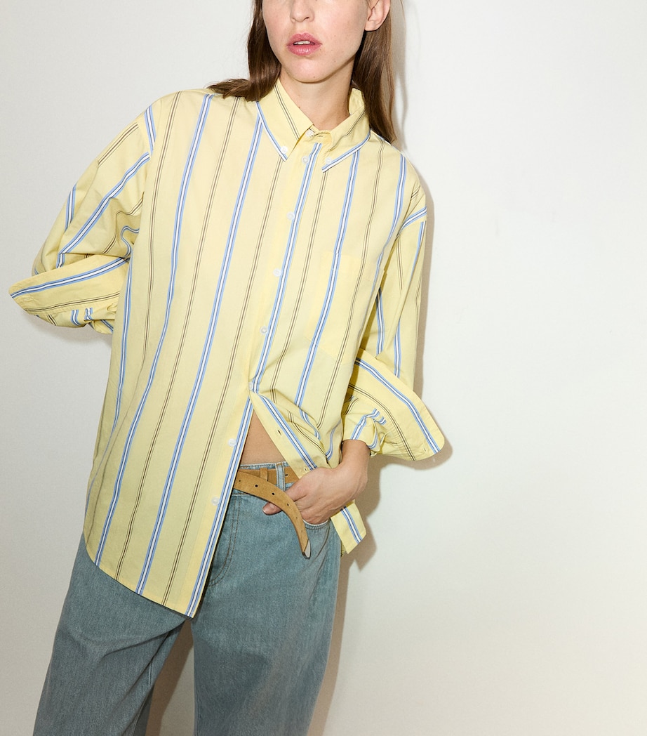 MAX&Co. Womens Stripe Plot Twist Shirt Yellow Image 3