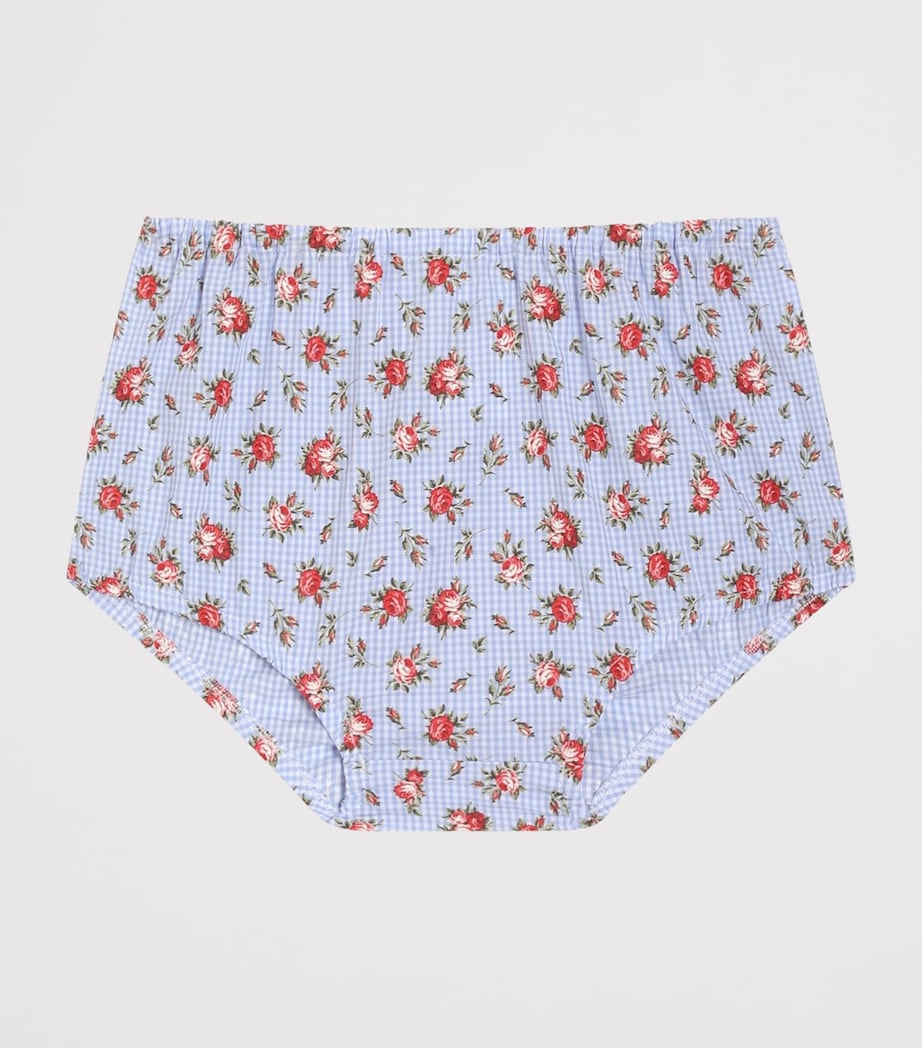 Dolce&Gabbana Kids Cotton Check Floral Dress and Bloomers (3-30 Months) Combined Colour Image 3
