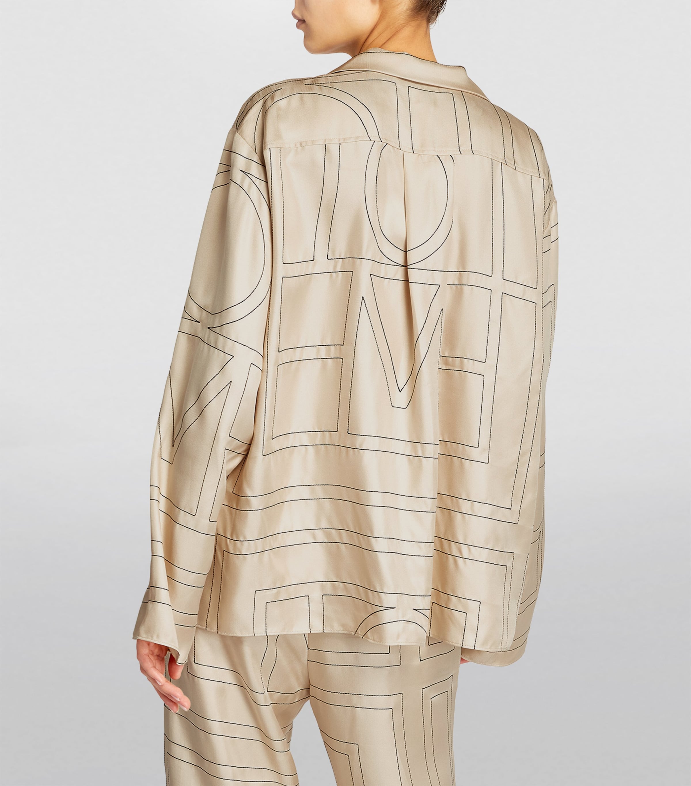 Silk Embroidered-Monogram Shirt IVORY MONOGRAM 926 Image 4