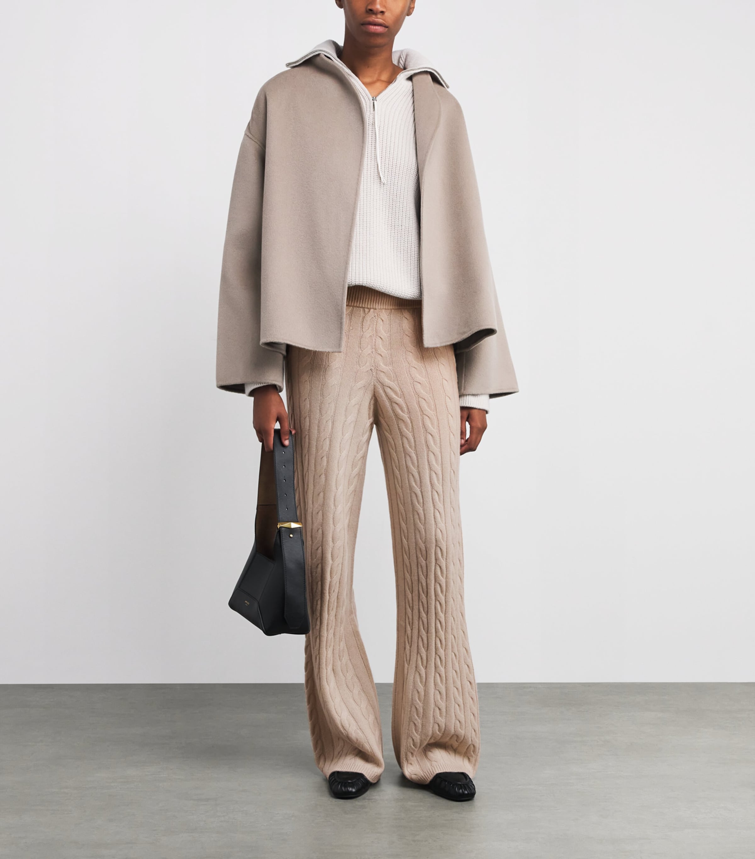 Cashmere Cable-Knit Sweatpants CHALK Image 2