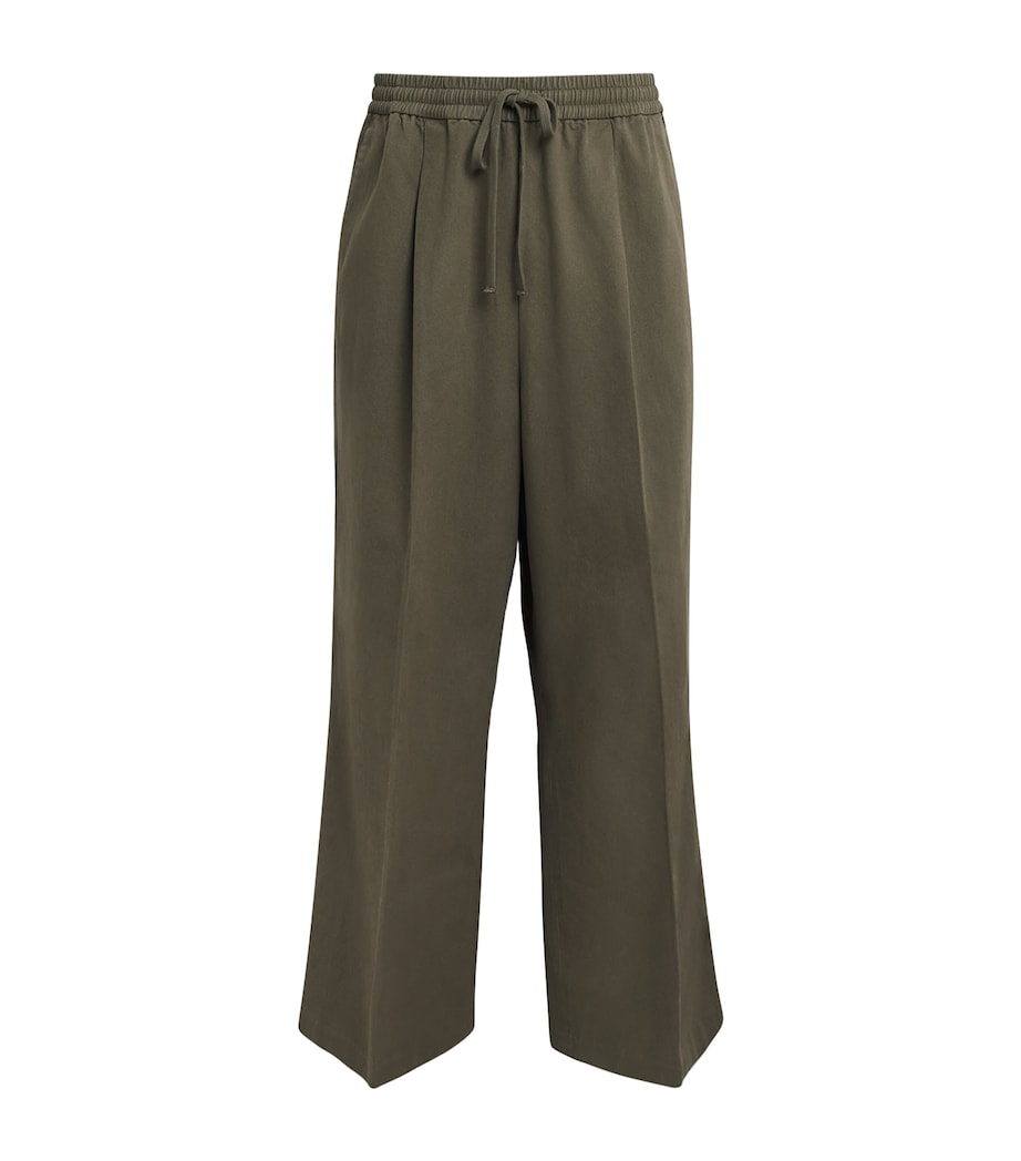 FEAR OF GOD ESSENTIALS Mens Cotton Pleated Drawstring Trousers Moss Image 1