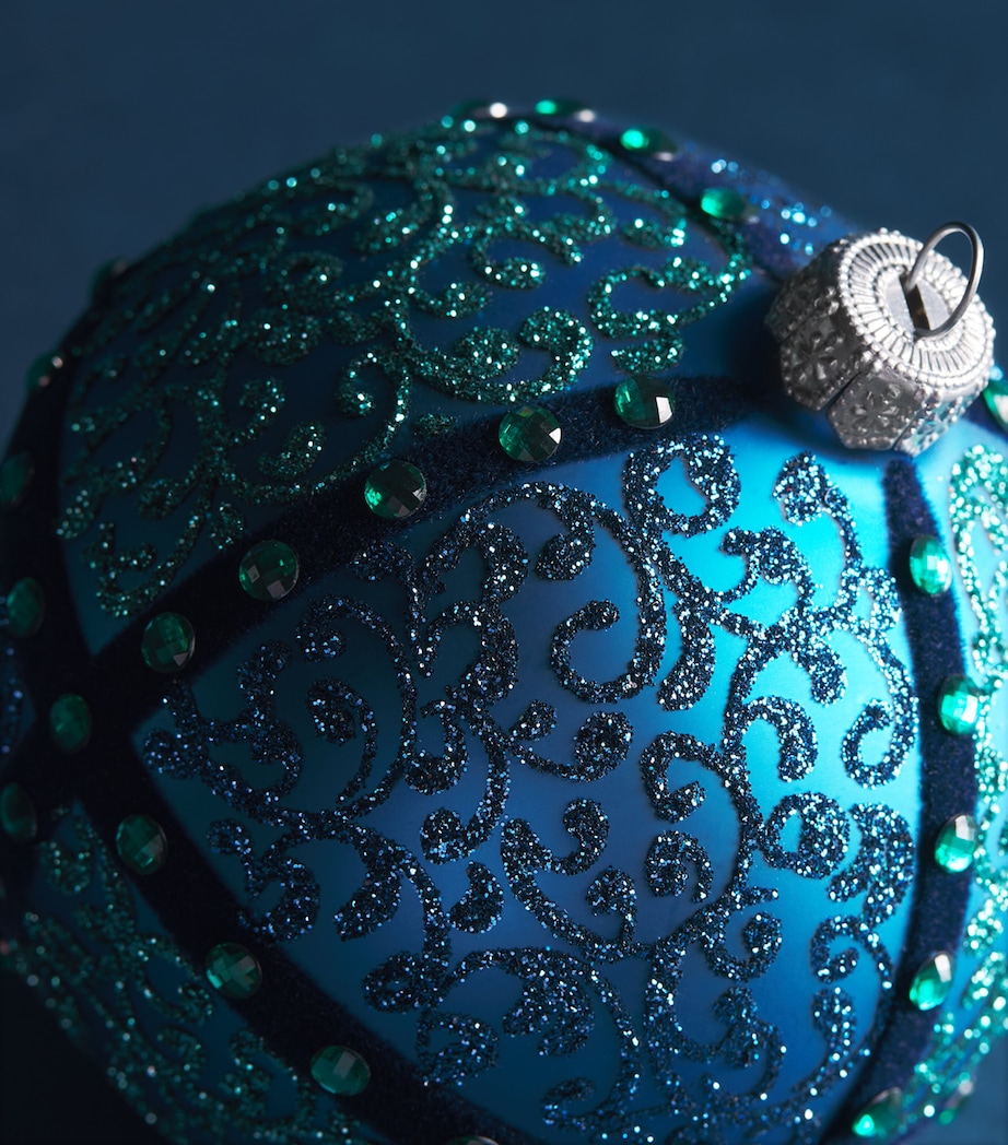 Harrods Glitter Crystal-Embellished Bauble Blue Matt Image 2