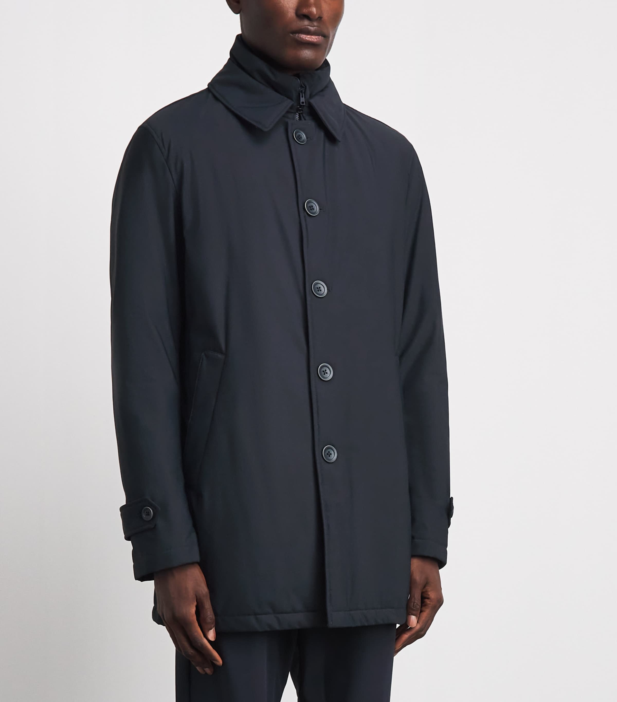 Herno Mens Washington Raincoat Blu Navy Image 4