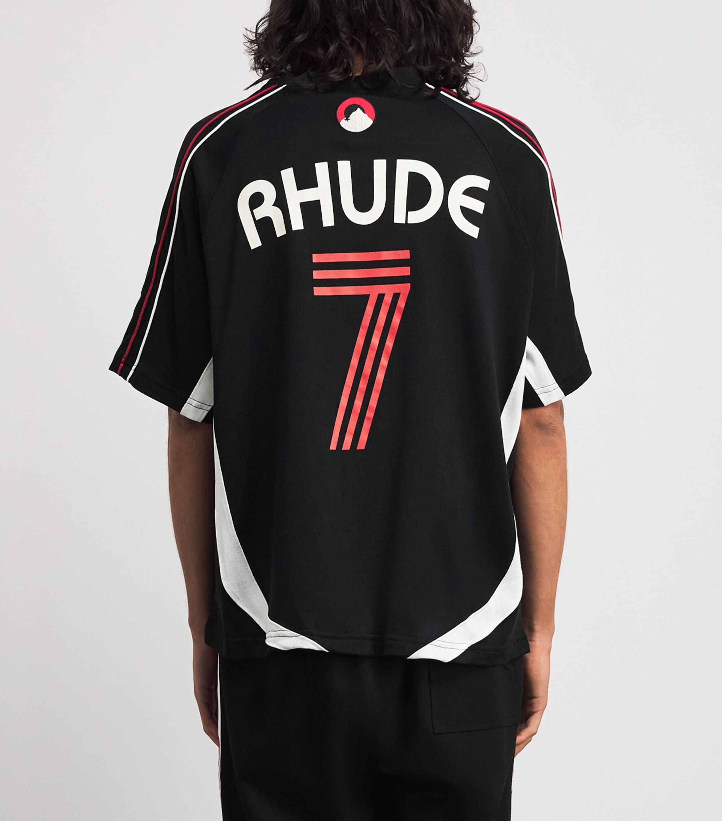 Rhude Mens Football Crest T-Shirt Blk/wht/red Image 5