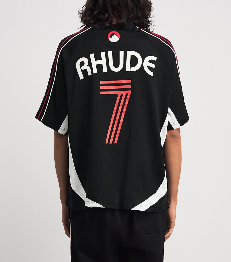 Rhude Mens Football Crest T-Shirt Blk/wht/red Image 5