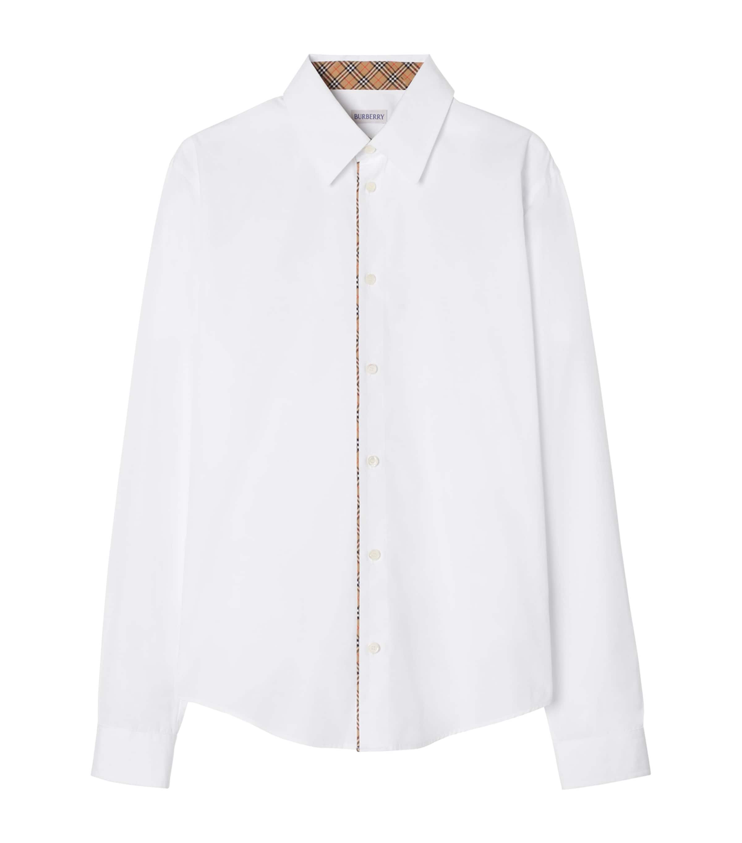 Burberry Check Pattern Shirt Button Down Collar In White
