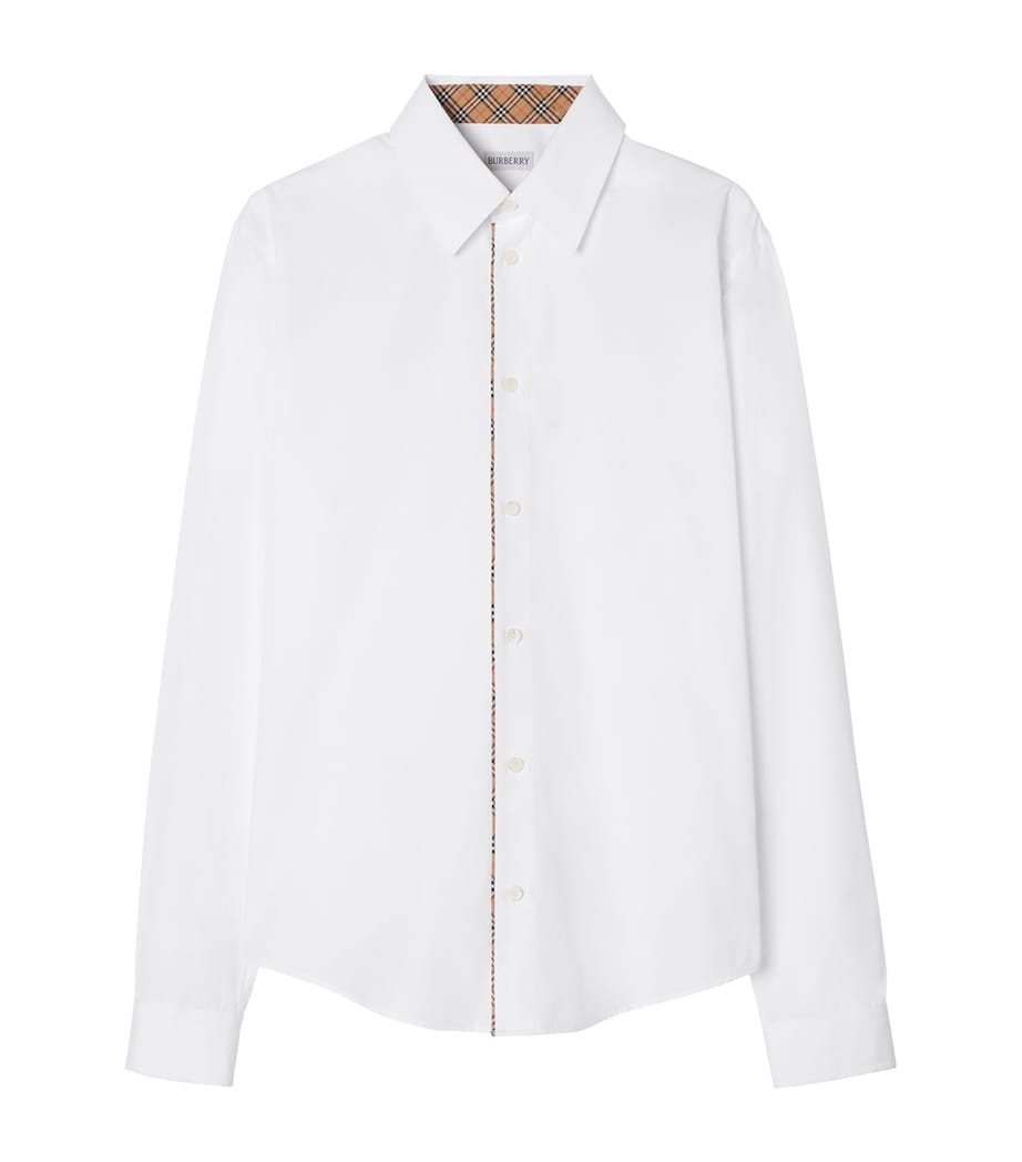 Burberry Mens Cotton Check-Piping Shirt Optic White Image 1