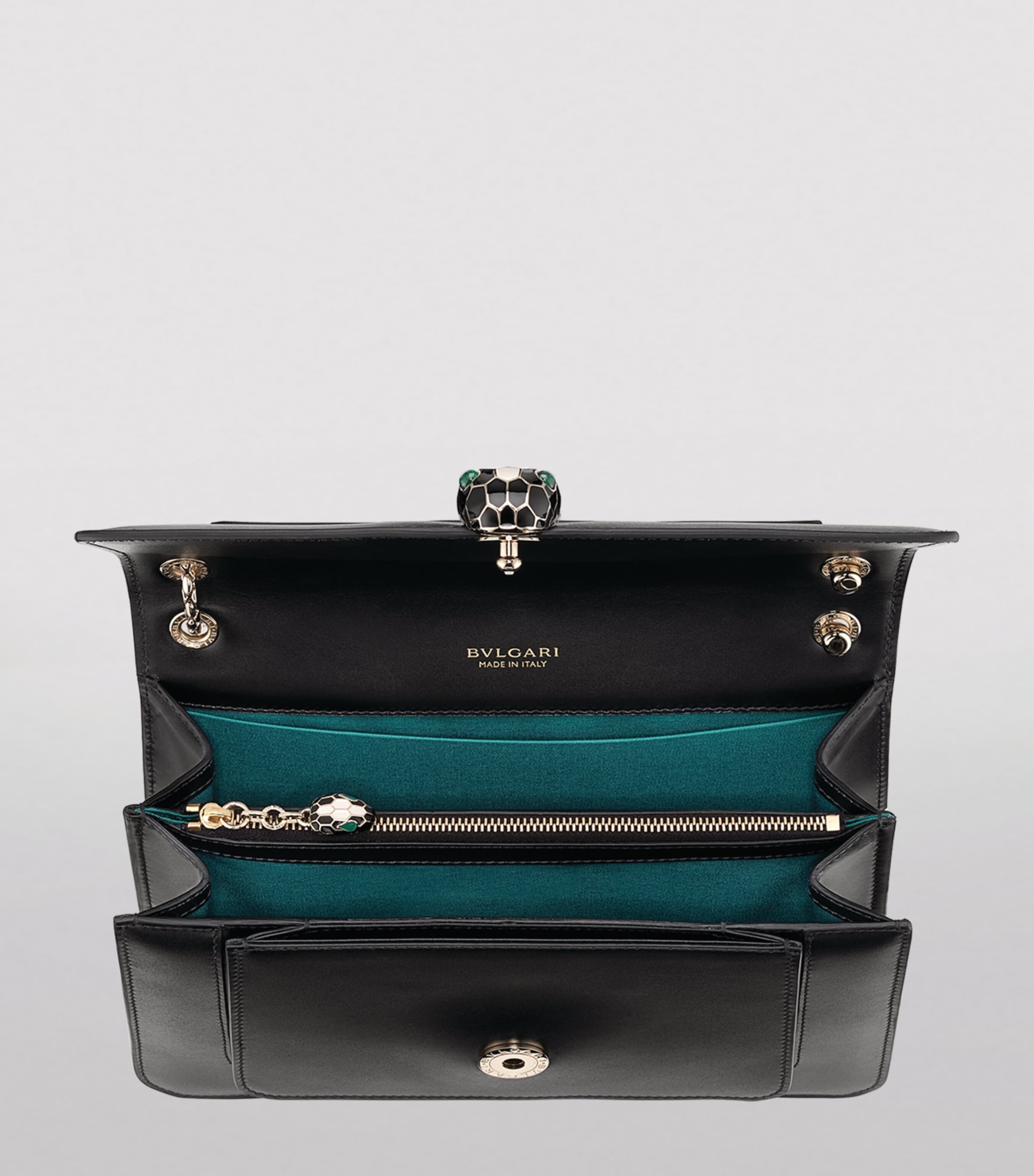 Medium Leather Serpenti Forever Shoulder Bag BLACK Image 5