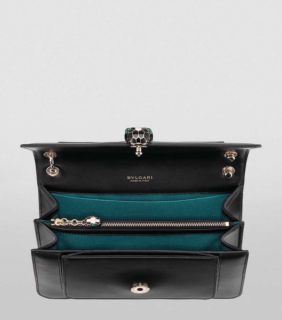 Medium Leather Serpenti Forever Shoulder Bag BLACK Image 5