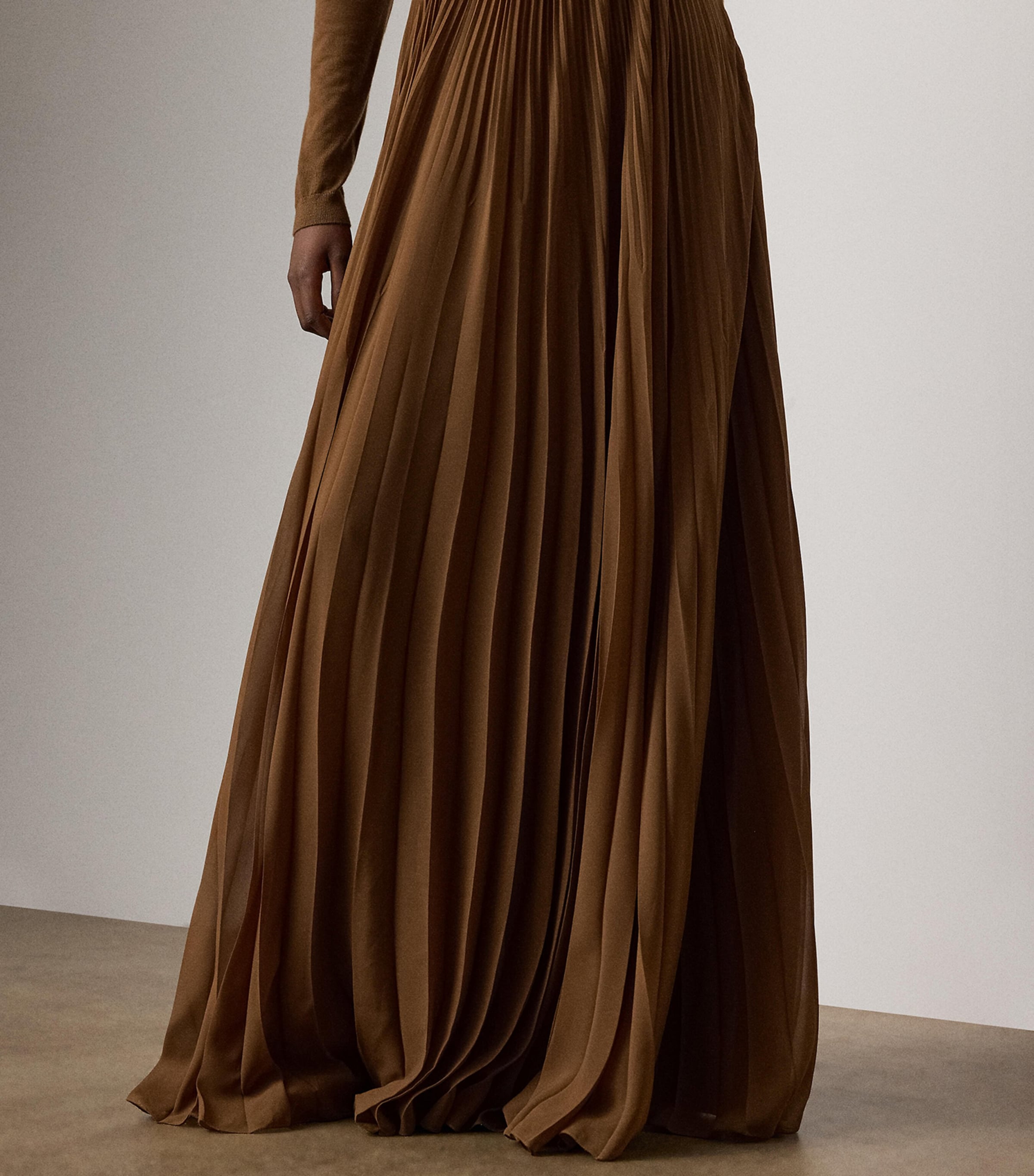 Chiffon Pleated Marsha Maxi Skirt COGNAC Image 2