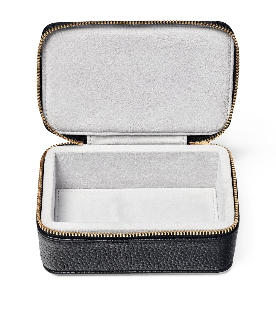 Medium Leather Travel Jewellery Case BLACK Image 4