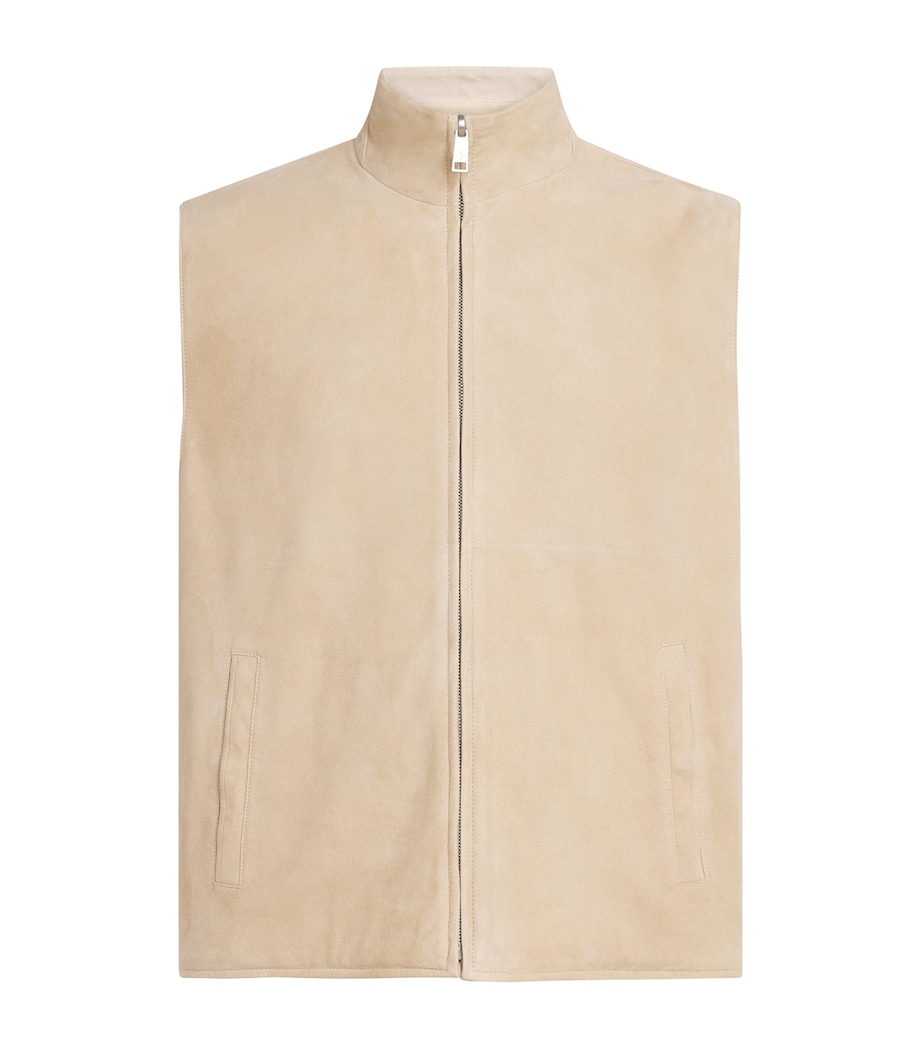 Ralph Lauren Purple Label Mens Lambskin-Silk-Linen Reversible Gilet Champagne Image 1