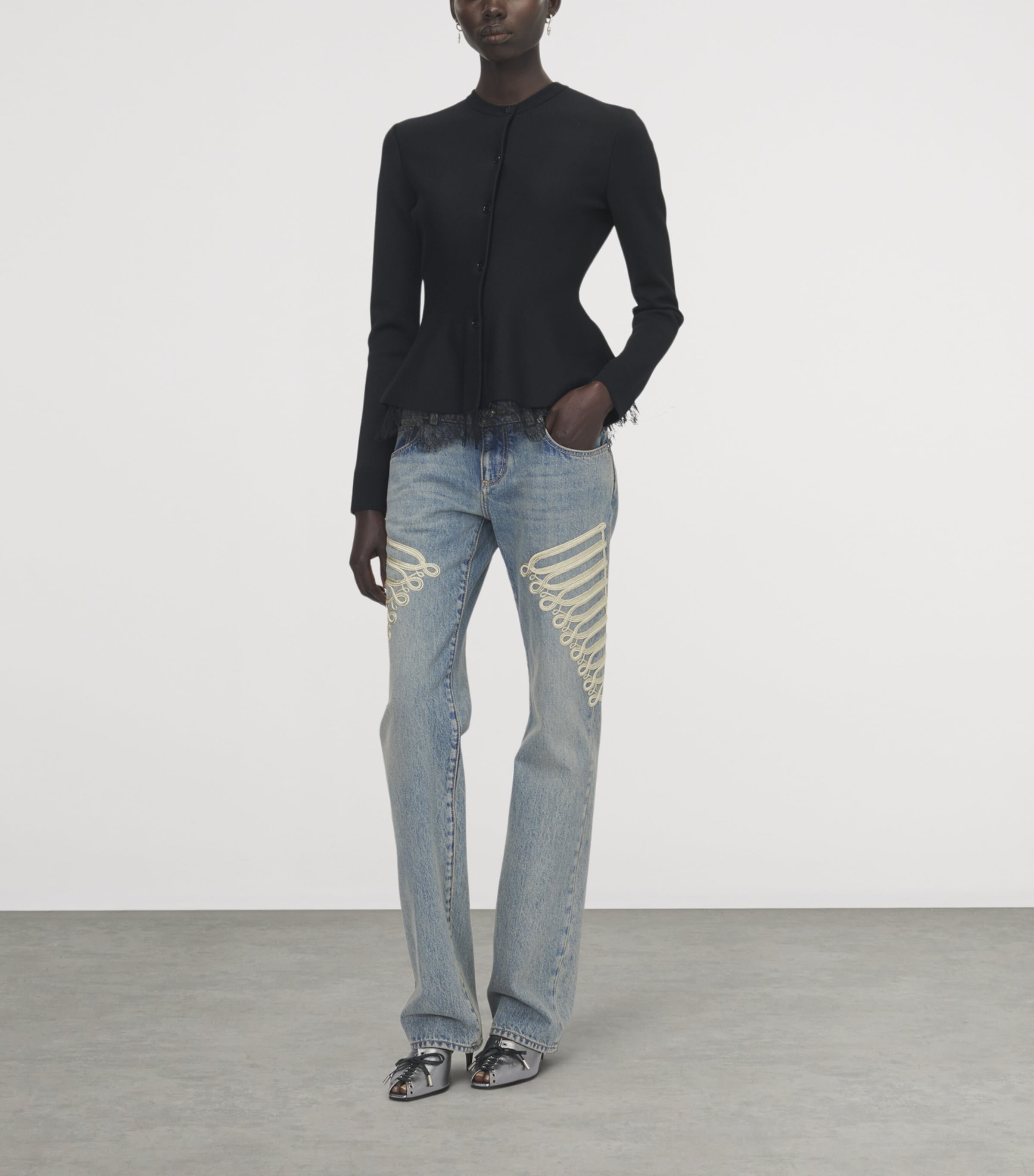 McQueen Womens Lace-Trim Cardigan Image 2