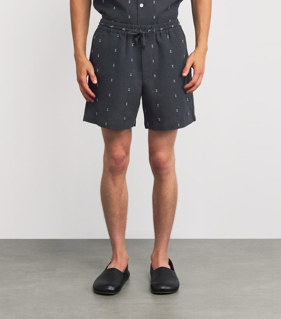 Cotton-Blend Embroidered Shorts BLKRM Image 3
