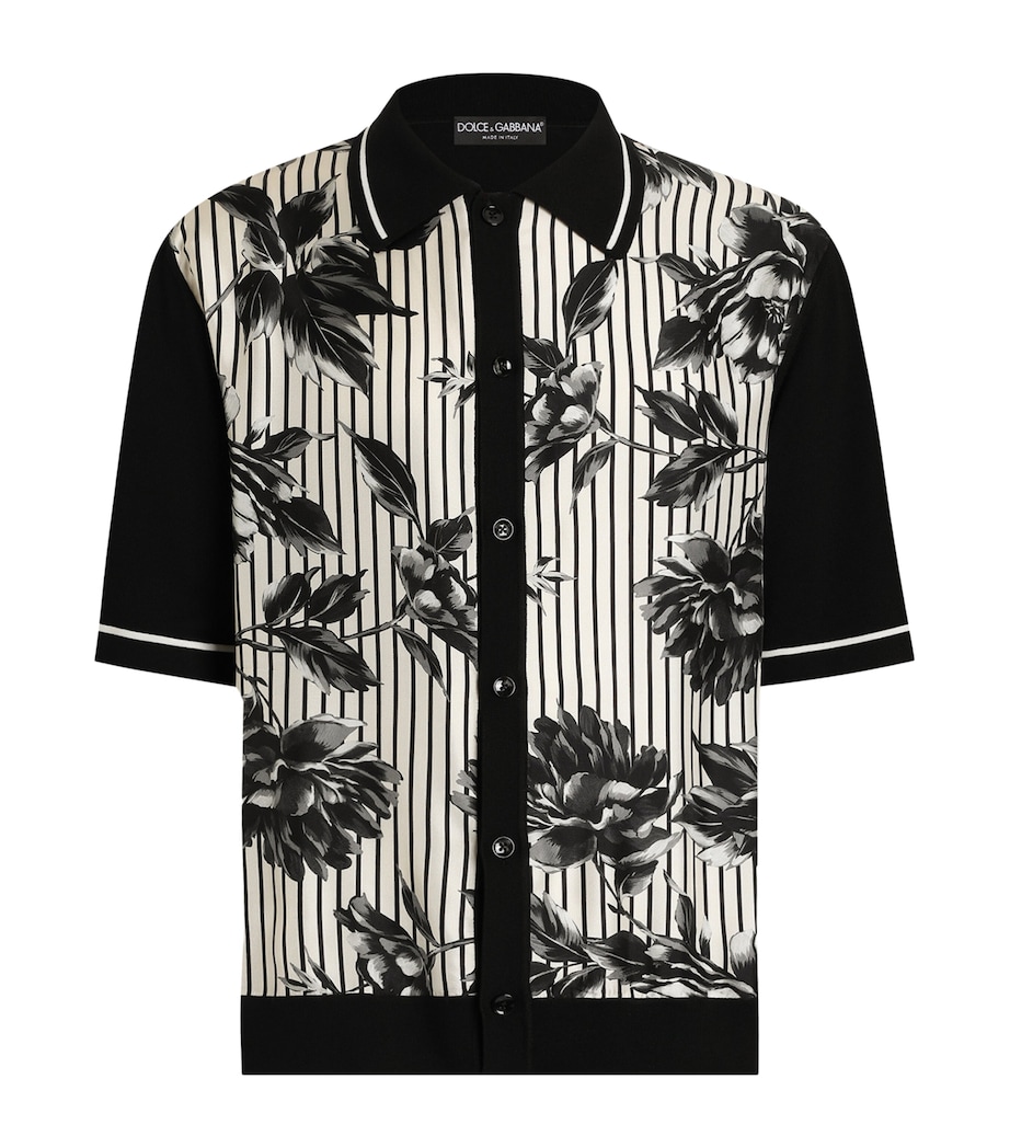 Dolce&Gabbana Mens Silk-Cotton-Blend Floral Shirt Ramage Pe Image 1