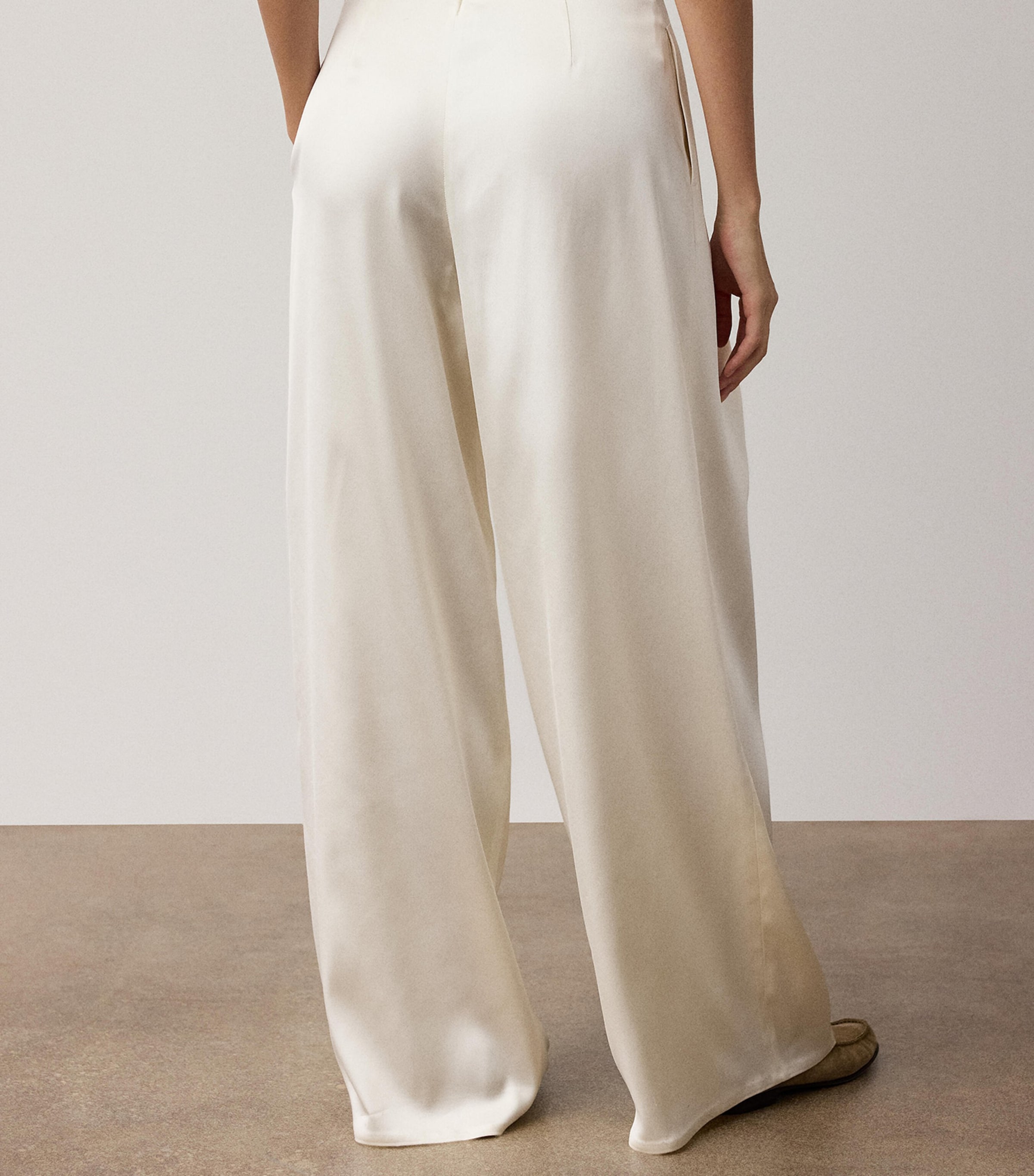 Ralph Lauren Collection Womens Satin Wide-Leg Masina Trousers Lux Cream Image 5