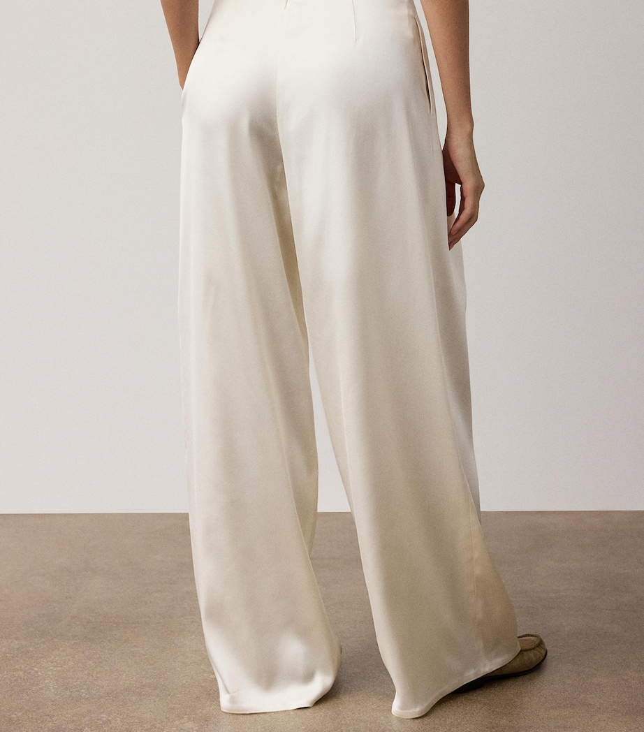 Ralph Lauren Collection Womens Satin Wide-Leg Masina Trousers Lux Cream Image 5