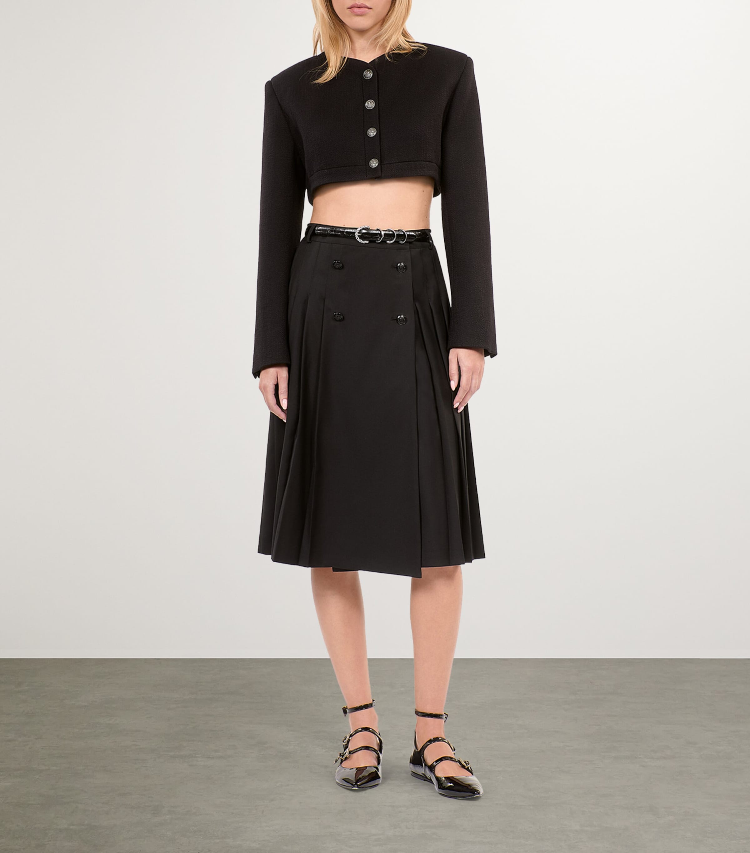 The Kooples Wool Pleated Midi Skirt Harrods UK