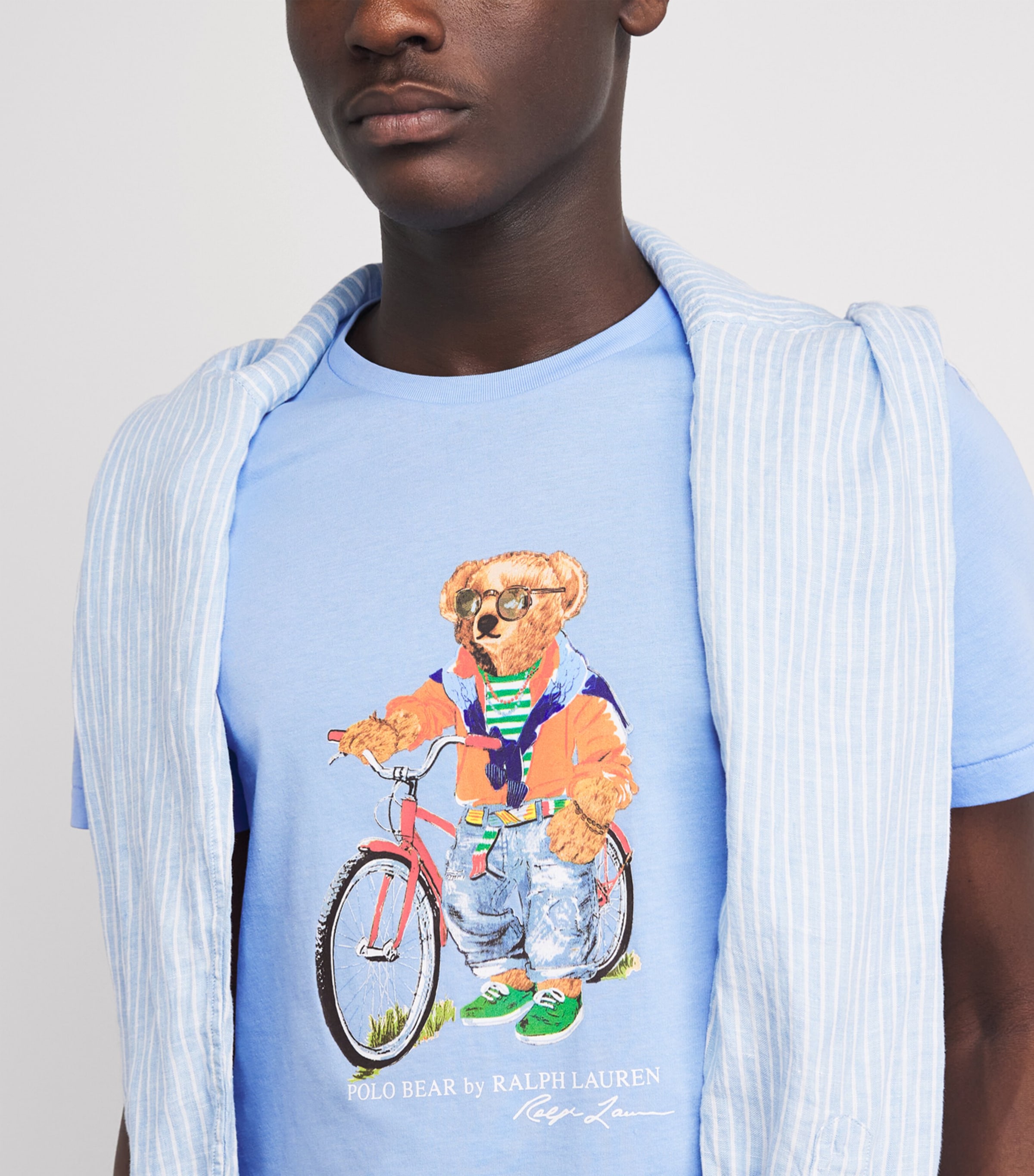 Polo Ralph Lauren Mens Cotton Polo Bear Bicycle Slim T-Shirt Austin Blue Ss Bear Image 3