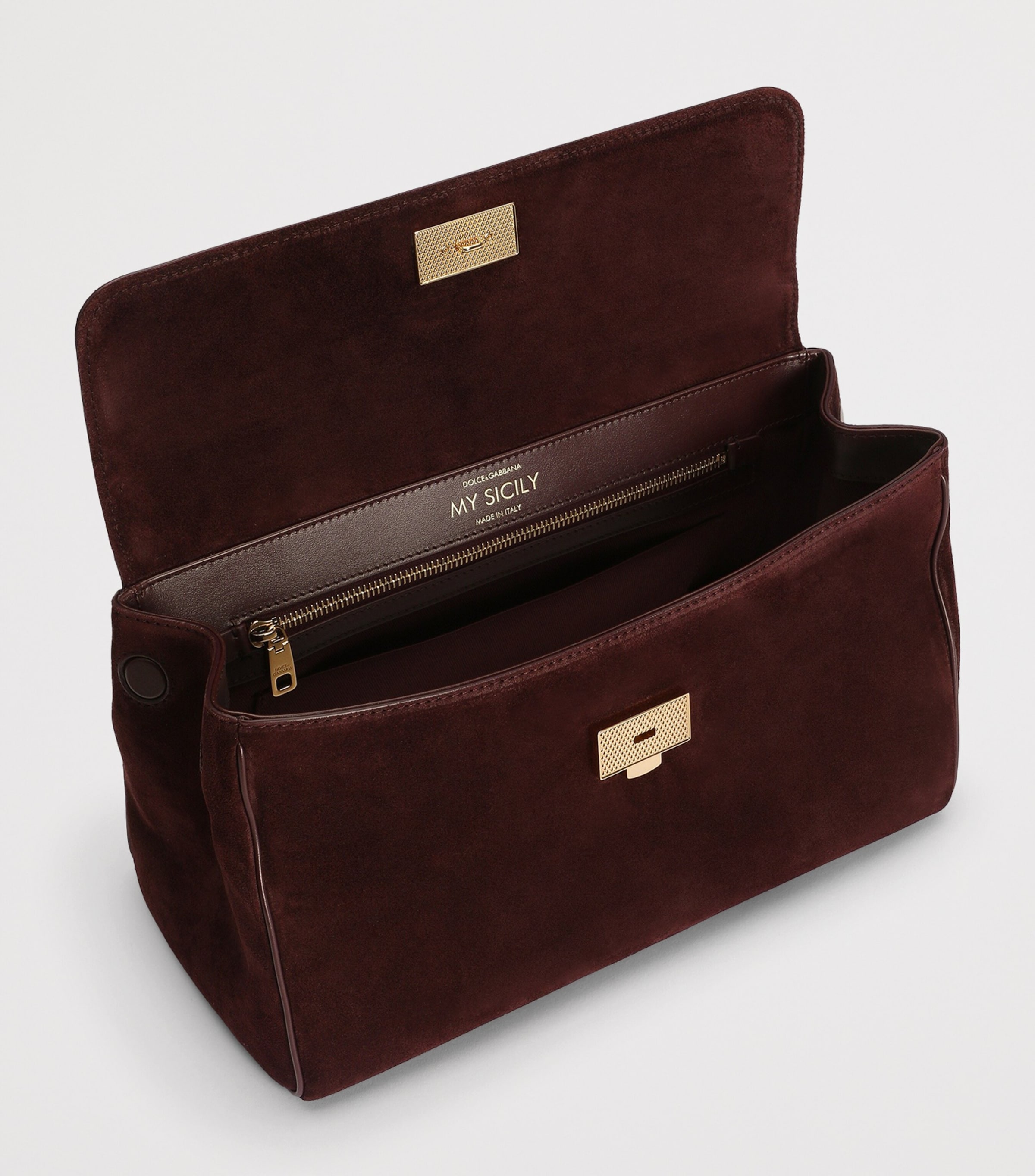 Dolce&Gabbana Suede My Sicily Top-Handle Bag Bordeaux/borde Image 4