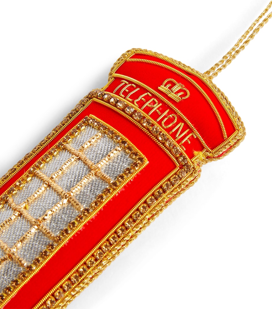 Crystal-Trim Telephone Box Tree Decoration RED/GOLD Image 4