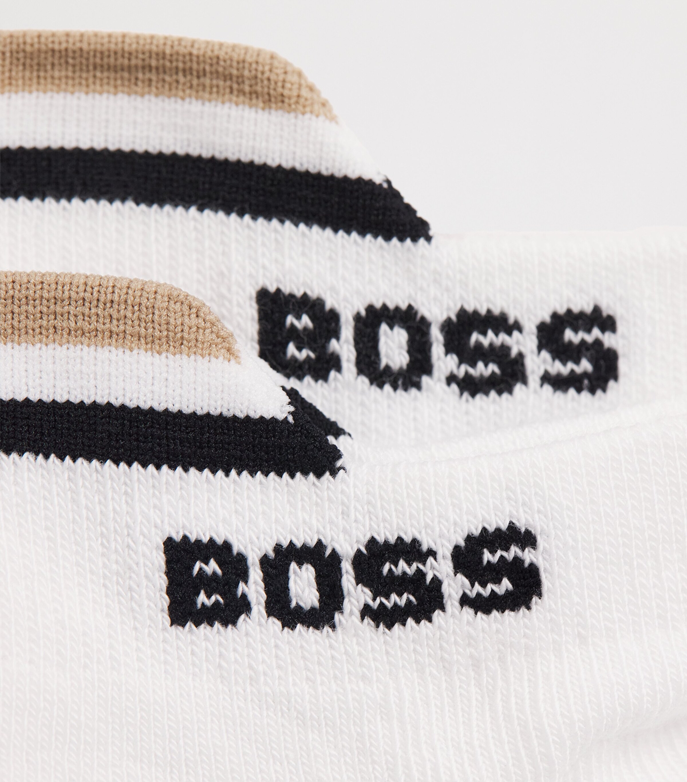 BOSS Mens Logo Stripe Socks (Pack of 3) White Image 2