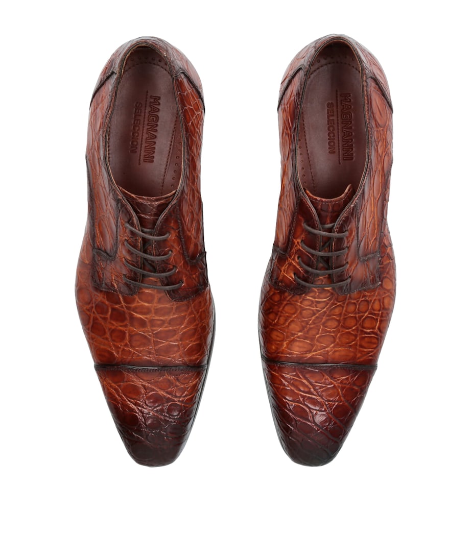 Magnanni Crocodile Leather Oxford Shoes Tan Image 4