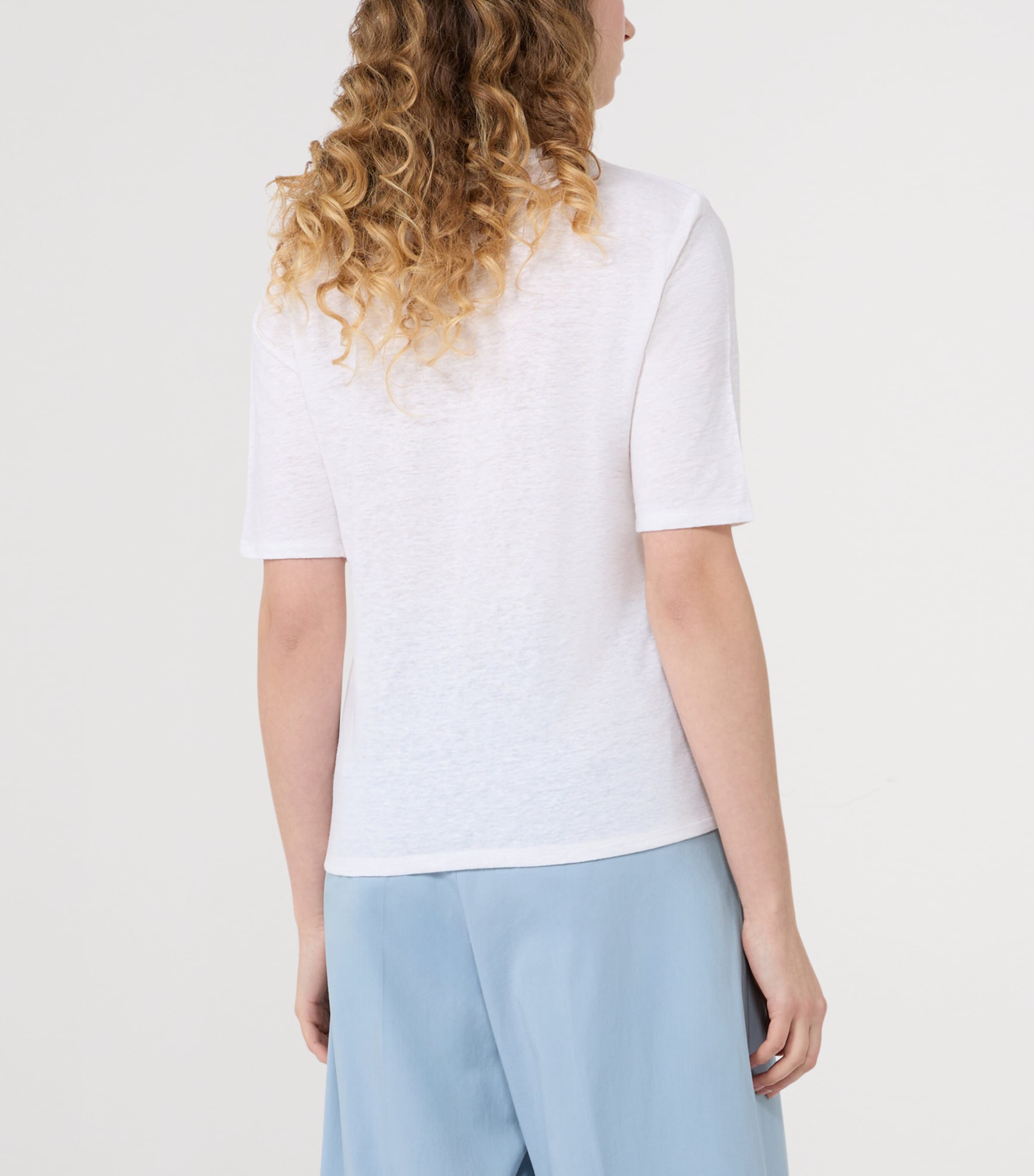 Weekend Max Mara Womens Linen-Blend T-Shirt White Image 3