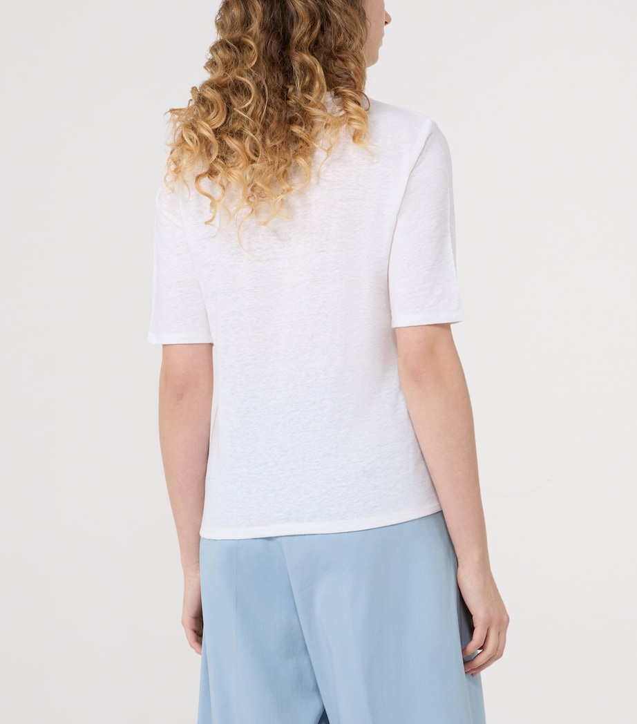 Weekend Max Mara Womens Linen-Blend T-Shirt White Image 3