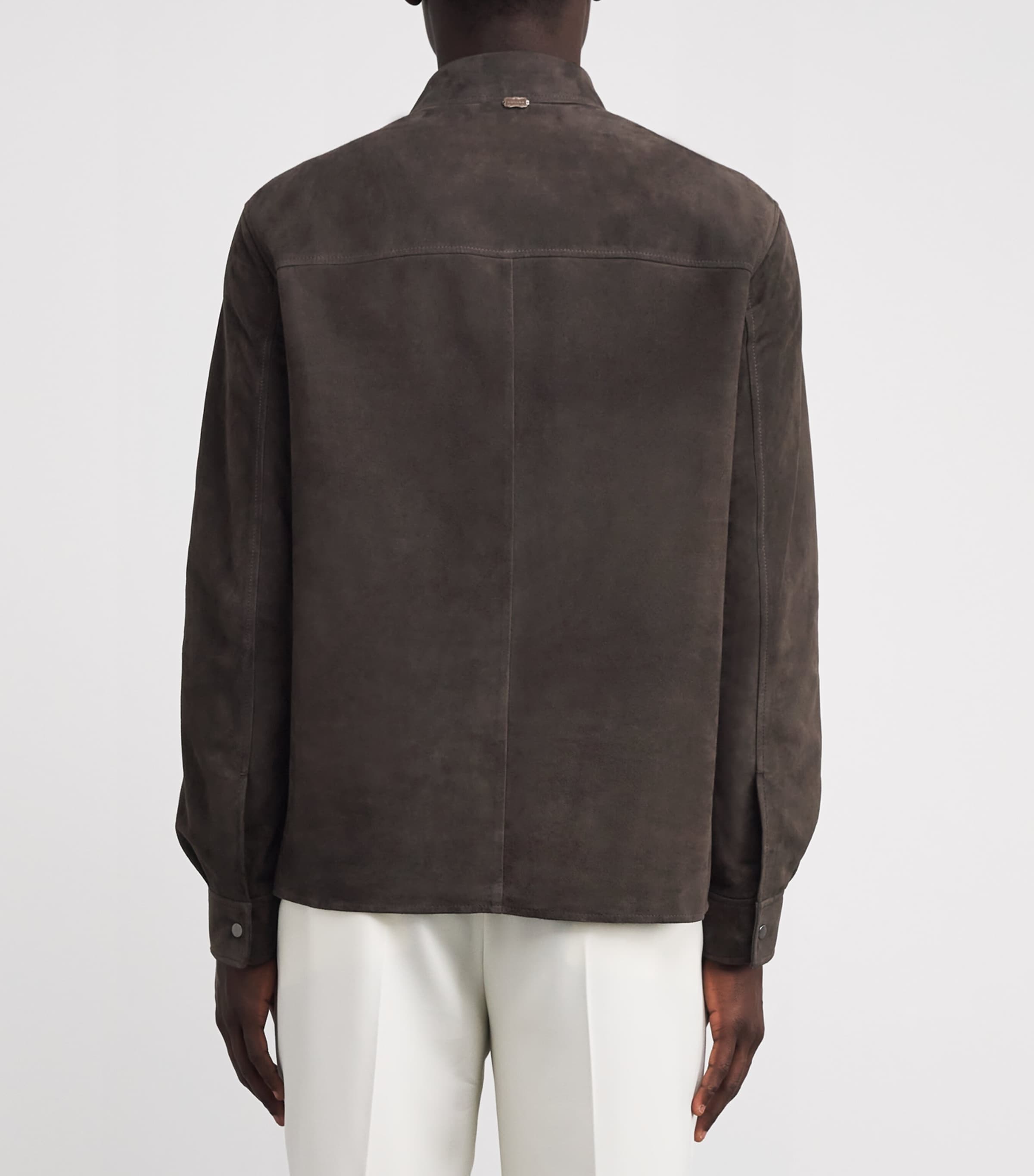 Agnona Mens Suede Overshirt Brown Cumin Image 4