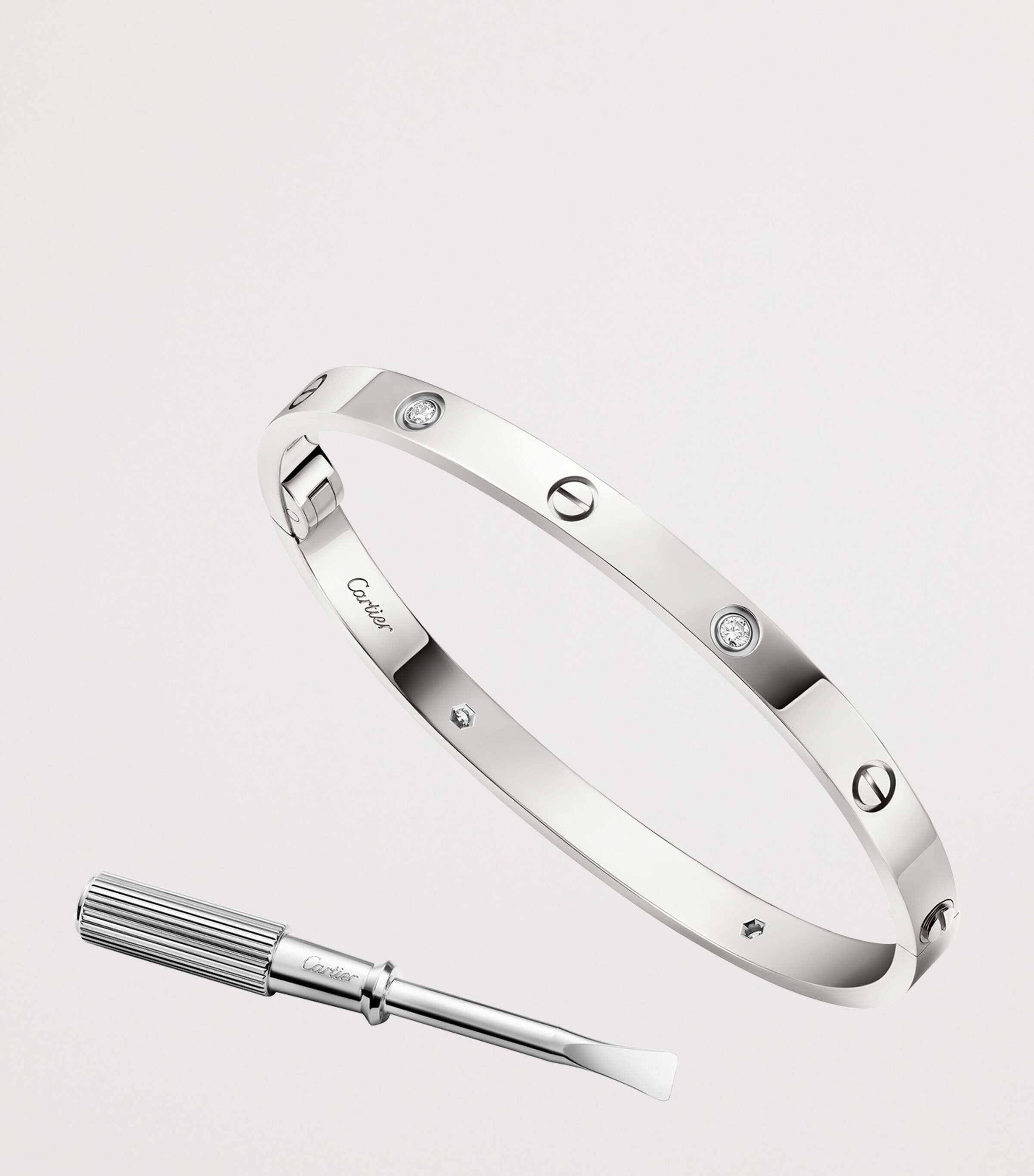 Medium White Gold and Diamond LOVE Bracelet WHITE GOLD Image 6