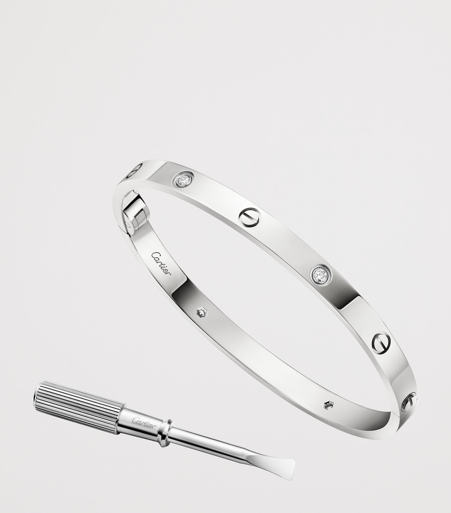 Medium White Gold and Diamond LOVE Bracelet WHITE GOLD Image 7