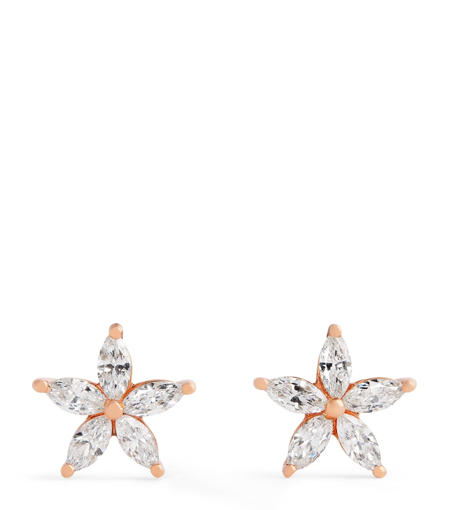 Rose Gold and Diamond Apple Seed Stud Earrings ROSE GOLD Image 1