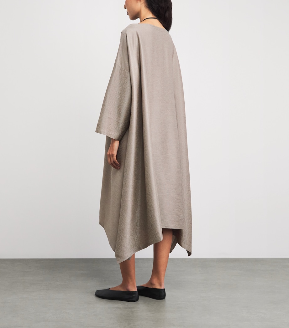 Eskandar Womens Silk Plissé Midi Dress Stone Image 4