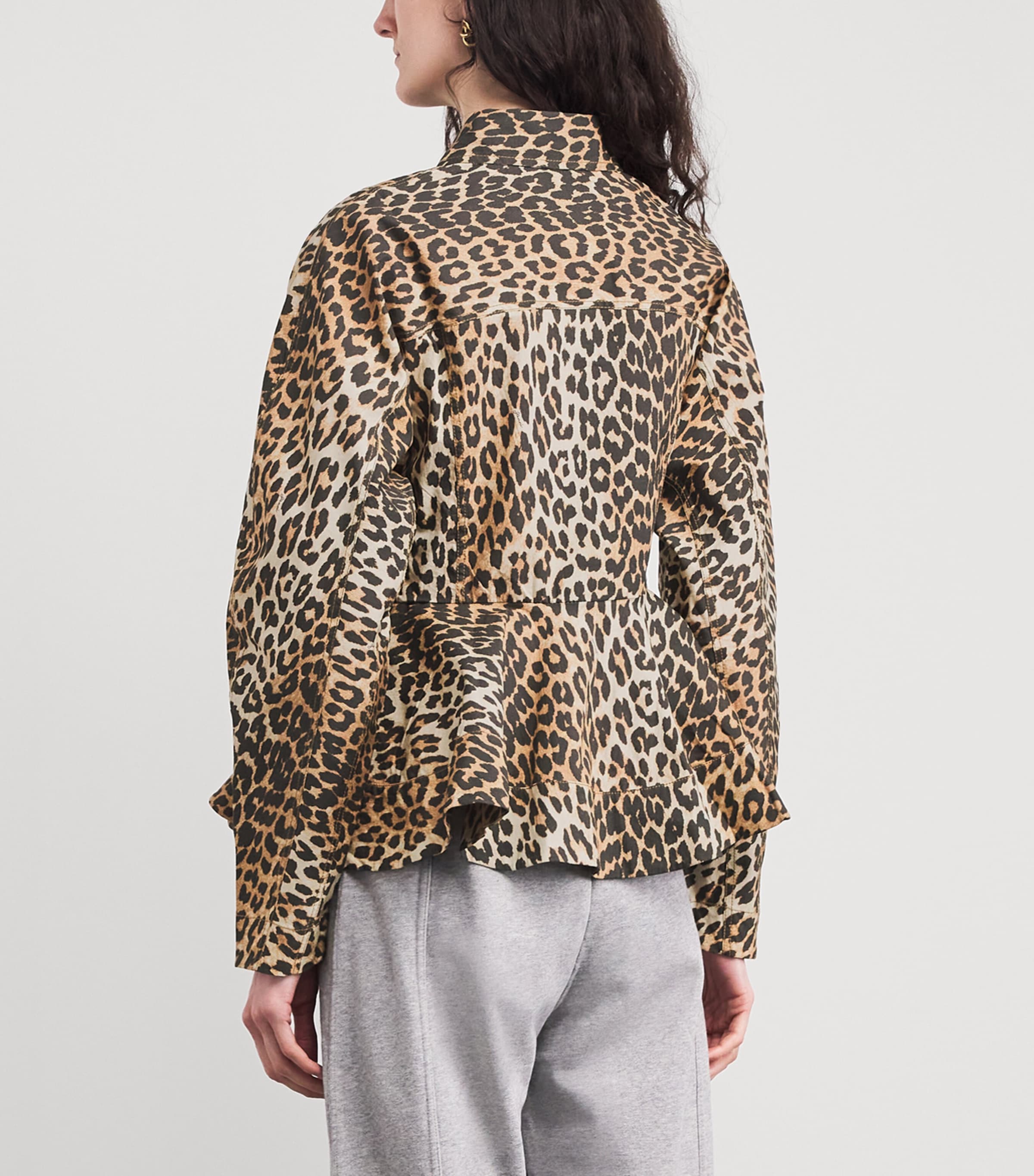 Organic Cotton Leopard Peplum Shirt 859 ALMOND MILK Image 4