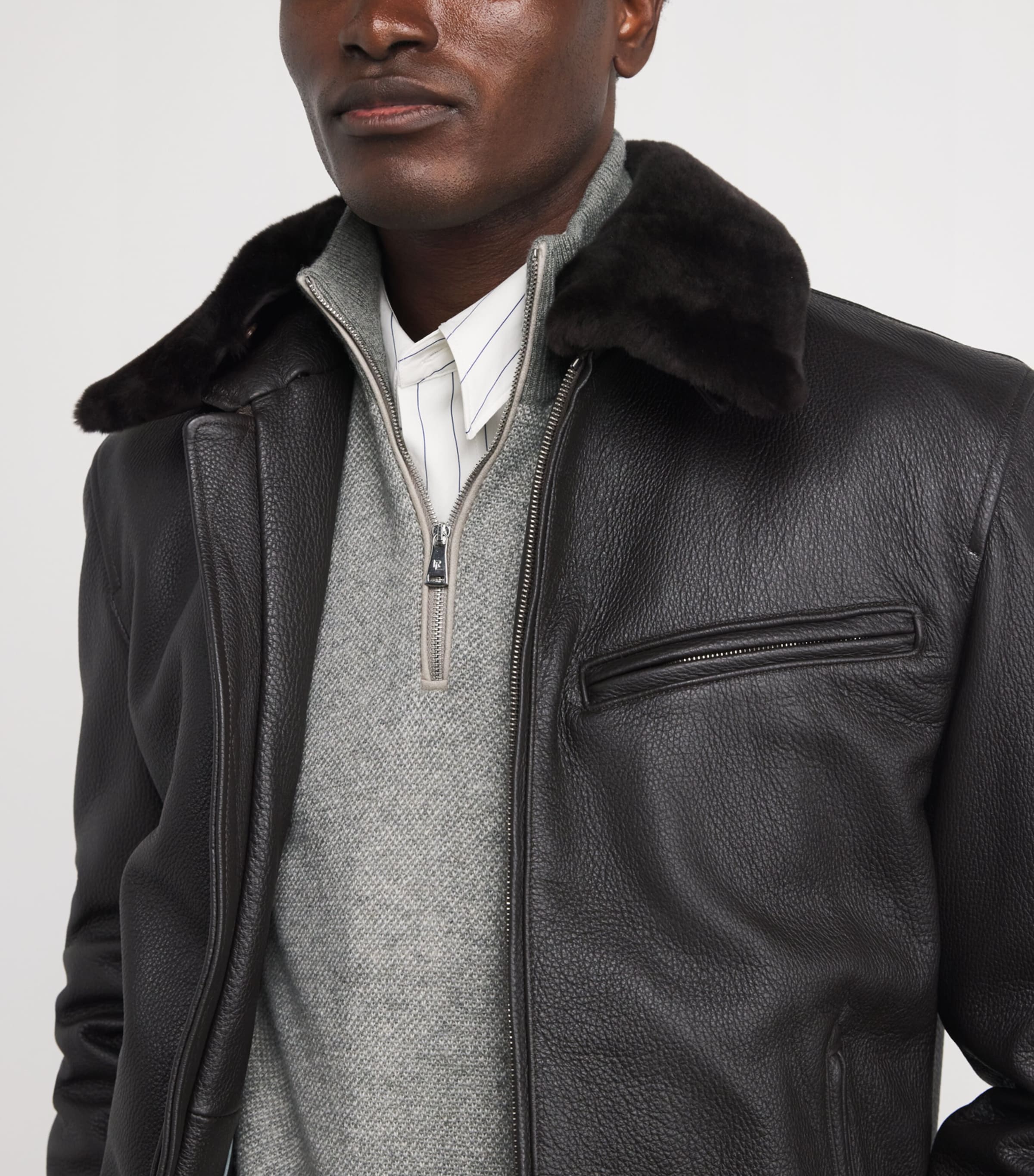 Cashmere Quarter-Zip Sweater  LIGHT GREY HEATHER Image 6