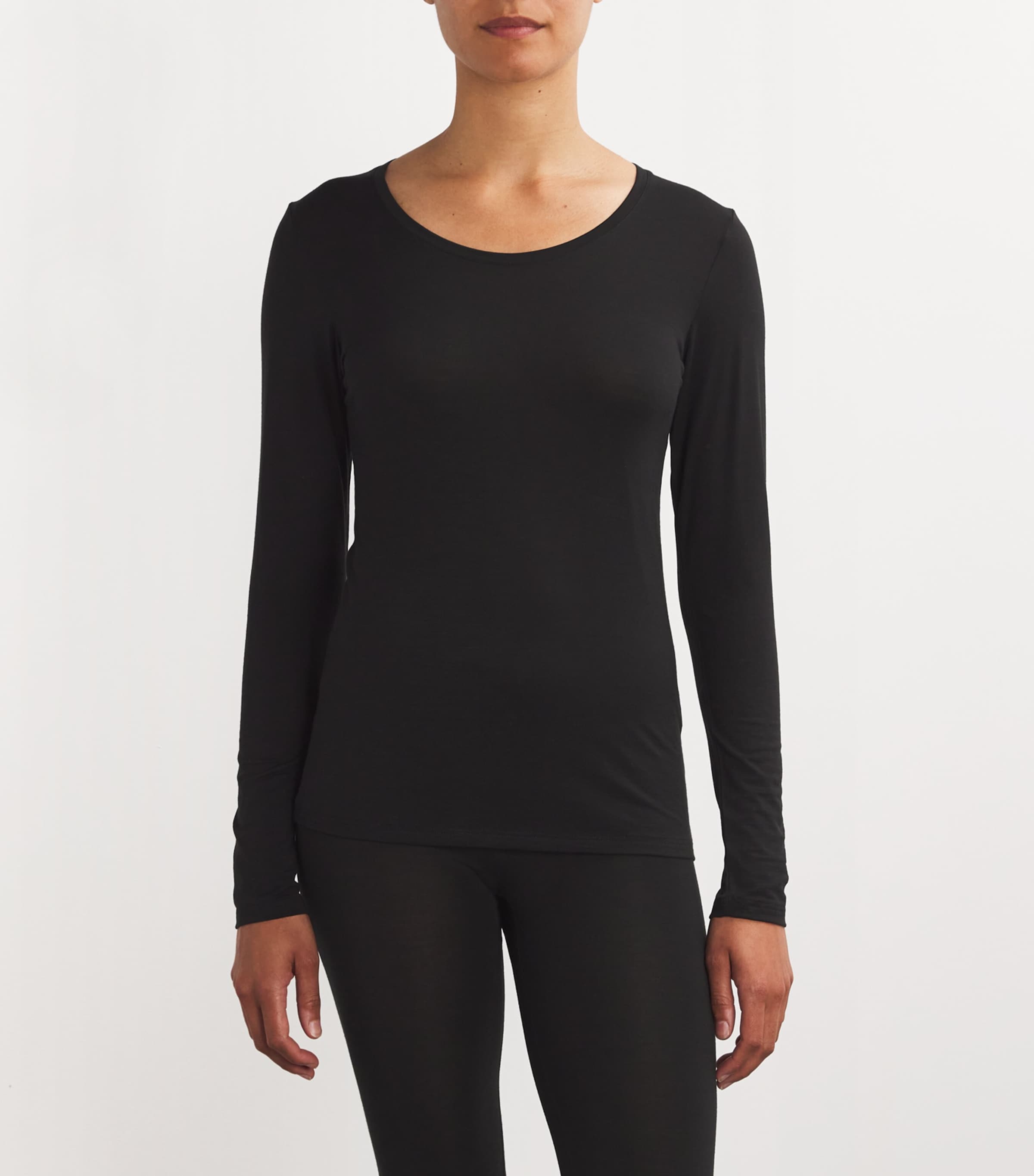 Falke Womens Long-Sleeve Daily ClimaWool T-Shirt Black Image 3