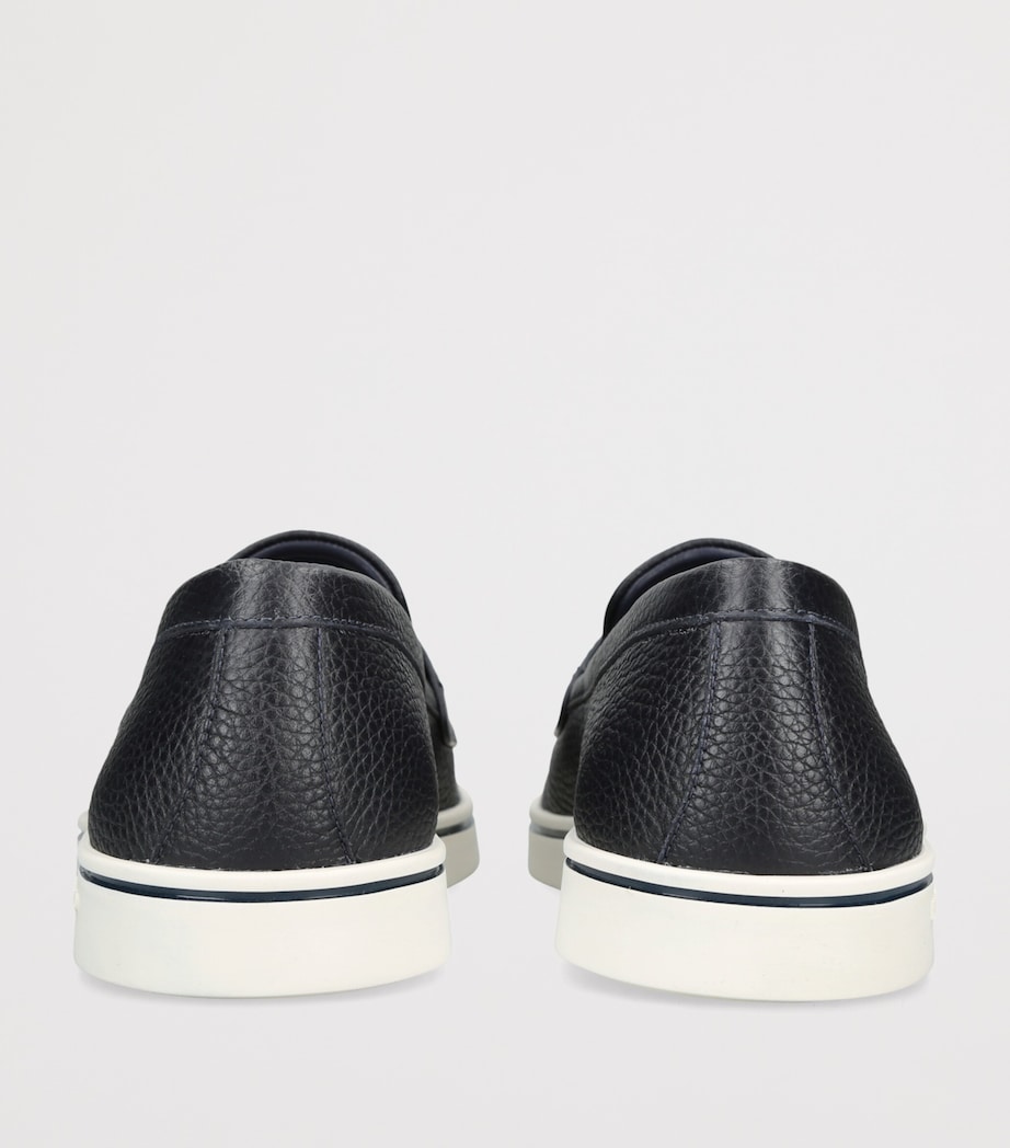 Salvatore Ferragamo Leather Tancredi Loafers Navy Image 4