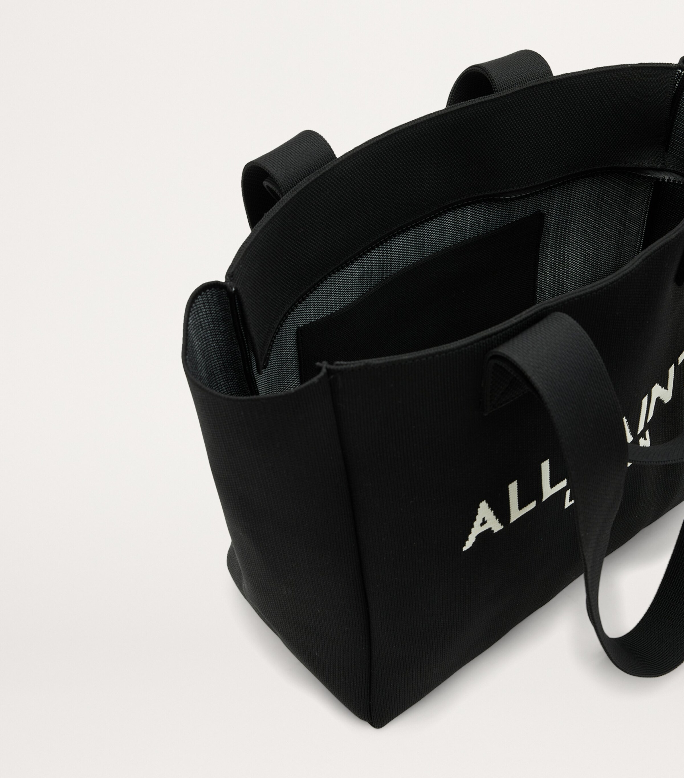 AllSaints Black Medium Izzy Logo Tote Bag | Harrods US