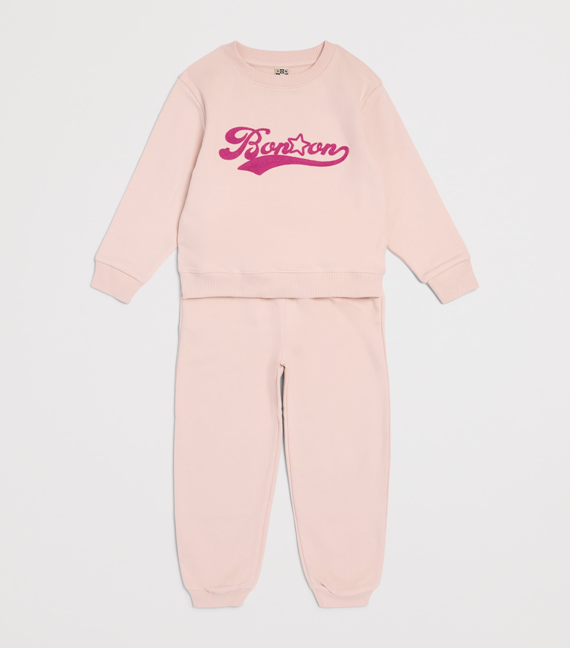 Bonton Printed Pocket Sweatpants (2-14 Years) Rose Bacon Image 3